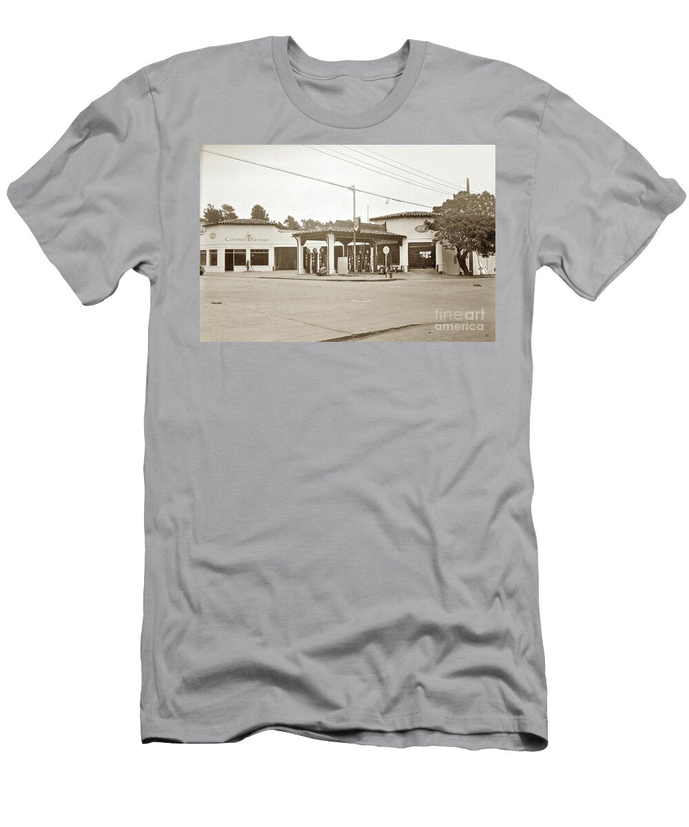 Carmel Garage Ford Show Room and Chevron Station Ocean Ave Ci California Views Mr Pat Hathaway Archives T-Shirt