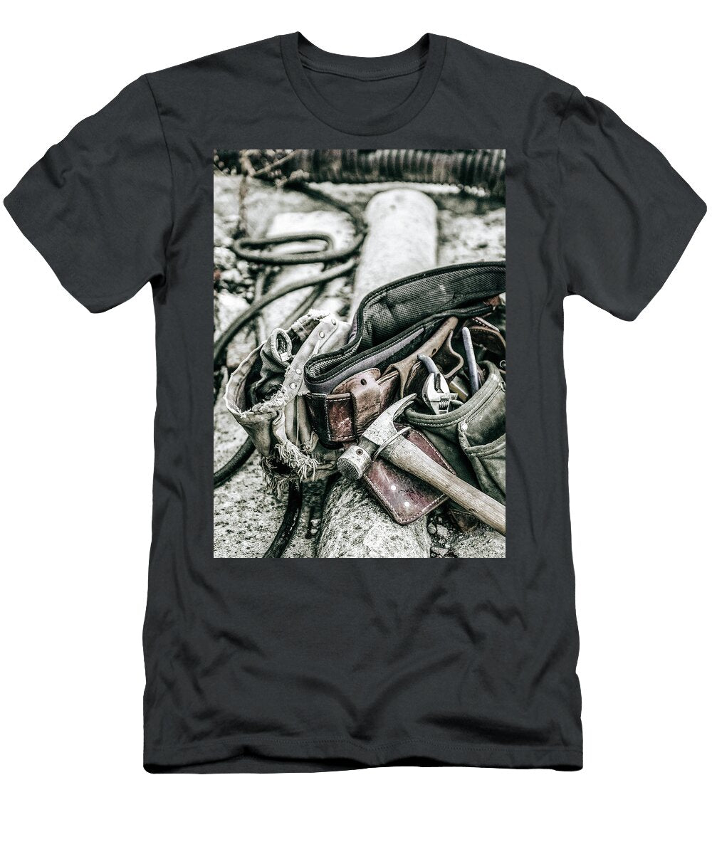 Carpenters Tool Belt on Concrete Jeramy Hinfelaar T-Shirt