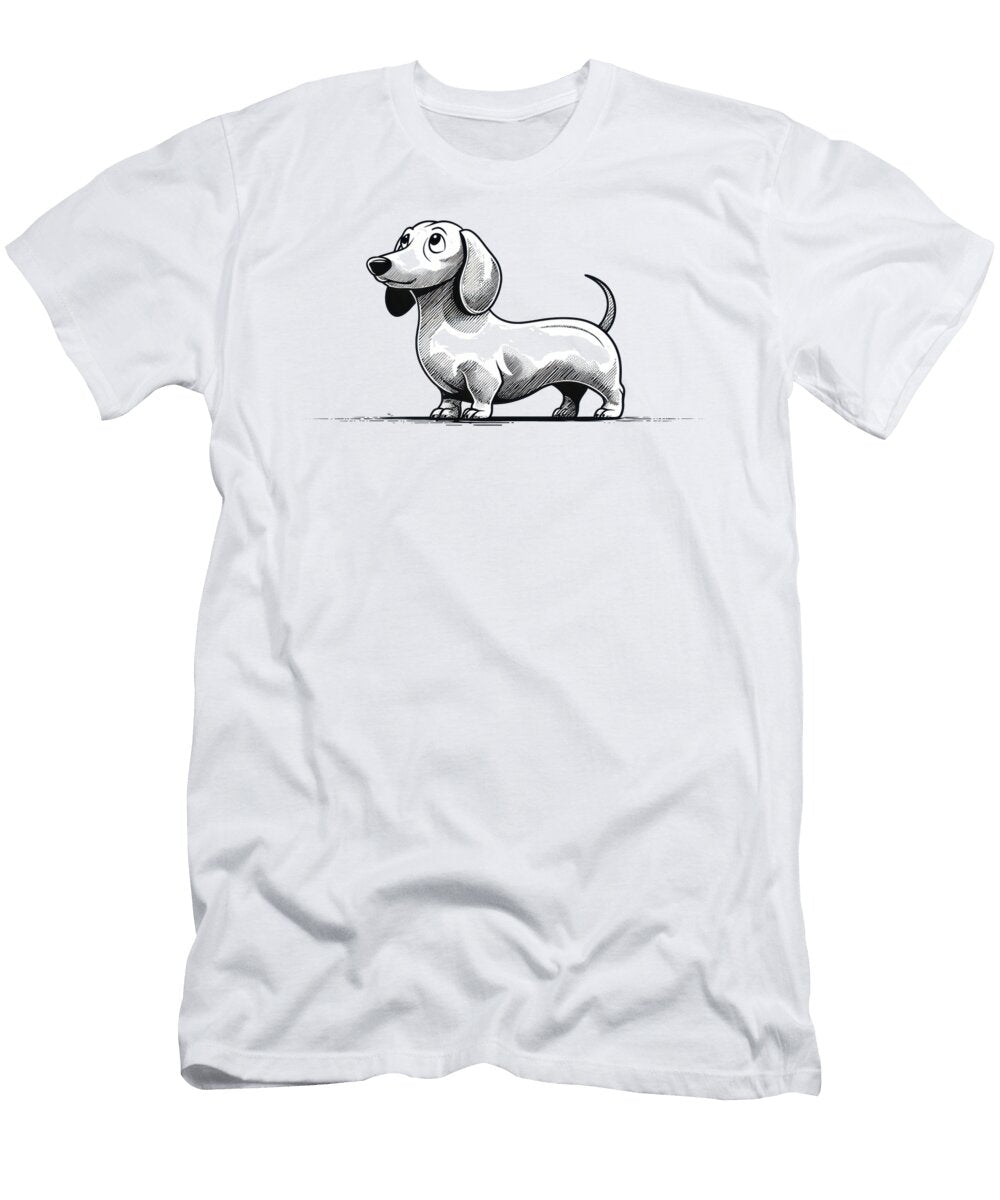 Cartoon Dachshund on Gray Background Beautiful Things T-Shirt