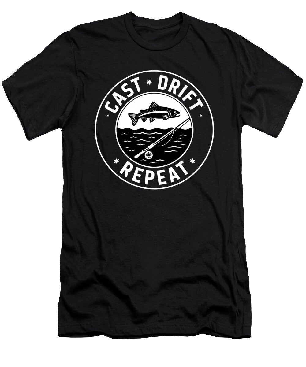 Cast Drift Repeat Fly Fishing Moon T-Shirt