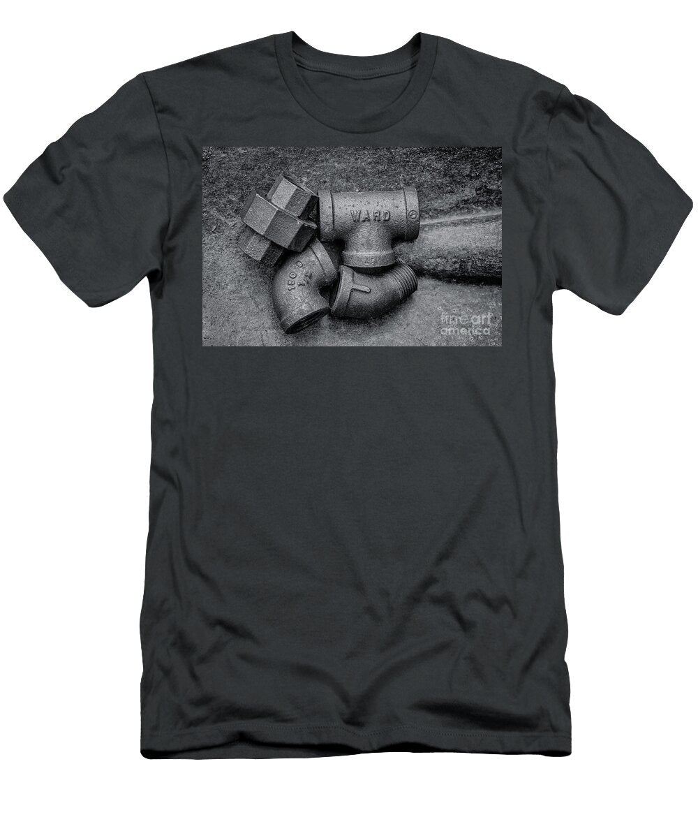 Cast Iron Pipe Fittings Black and White Randy Steele T-Shirt