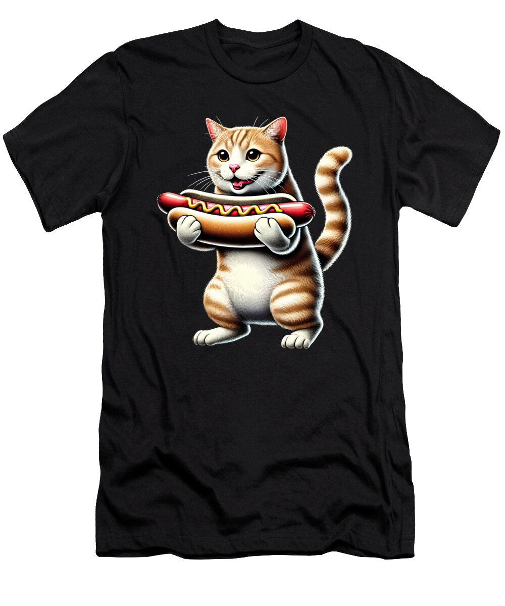 Cat Eating Hotdog Kitten Hotdog Lover Job T-Shirt