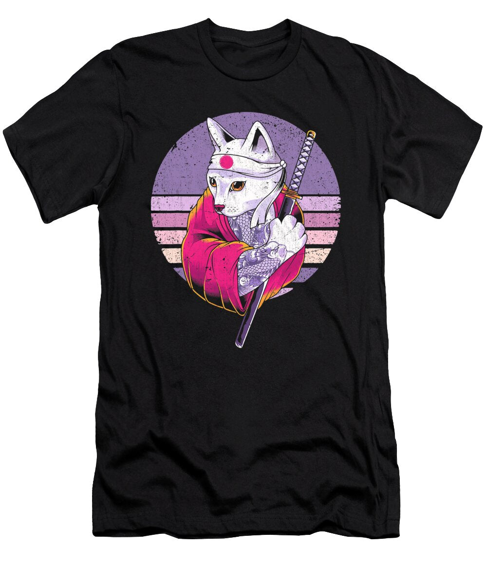Cat Kawaii Japan Vaporwave Anime Samurai Pastel Goth Dhbubble T-Shirt