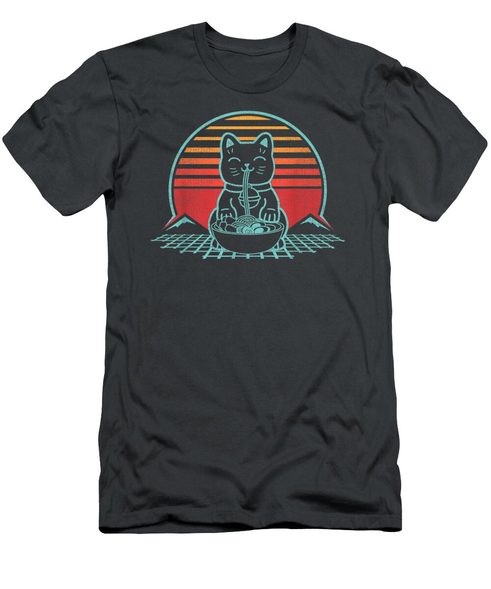 Cat Ramen Kawaii Neko Chonk Retro 80s Japan Anime Lover Taotao Ariadn T-Shirt