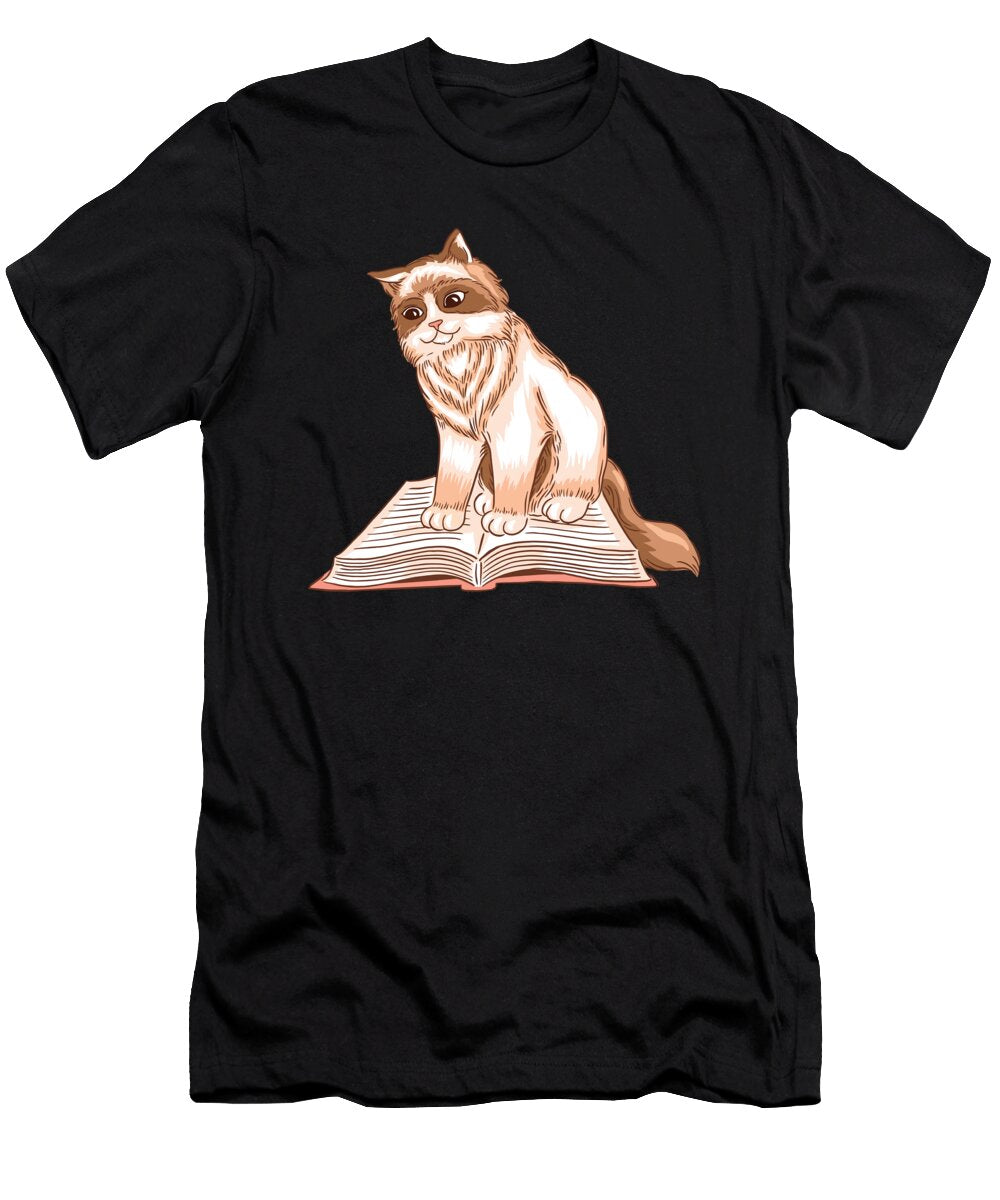 Cat Reading Book Nice Gift for Reading Cat Owners Designed By Vexels T-Shirt