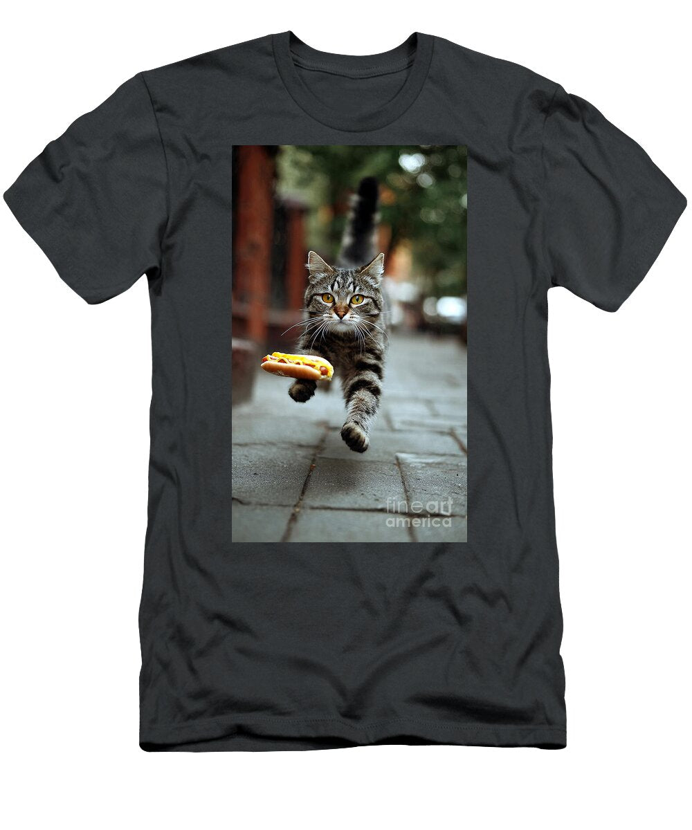Cat Running with a Hotdog Sofia Goldberg T-Shirt