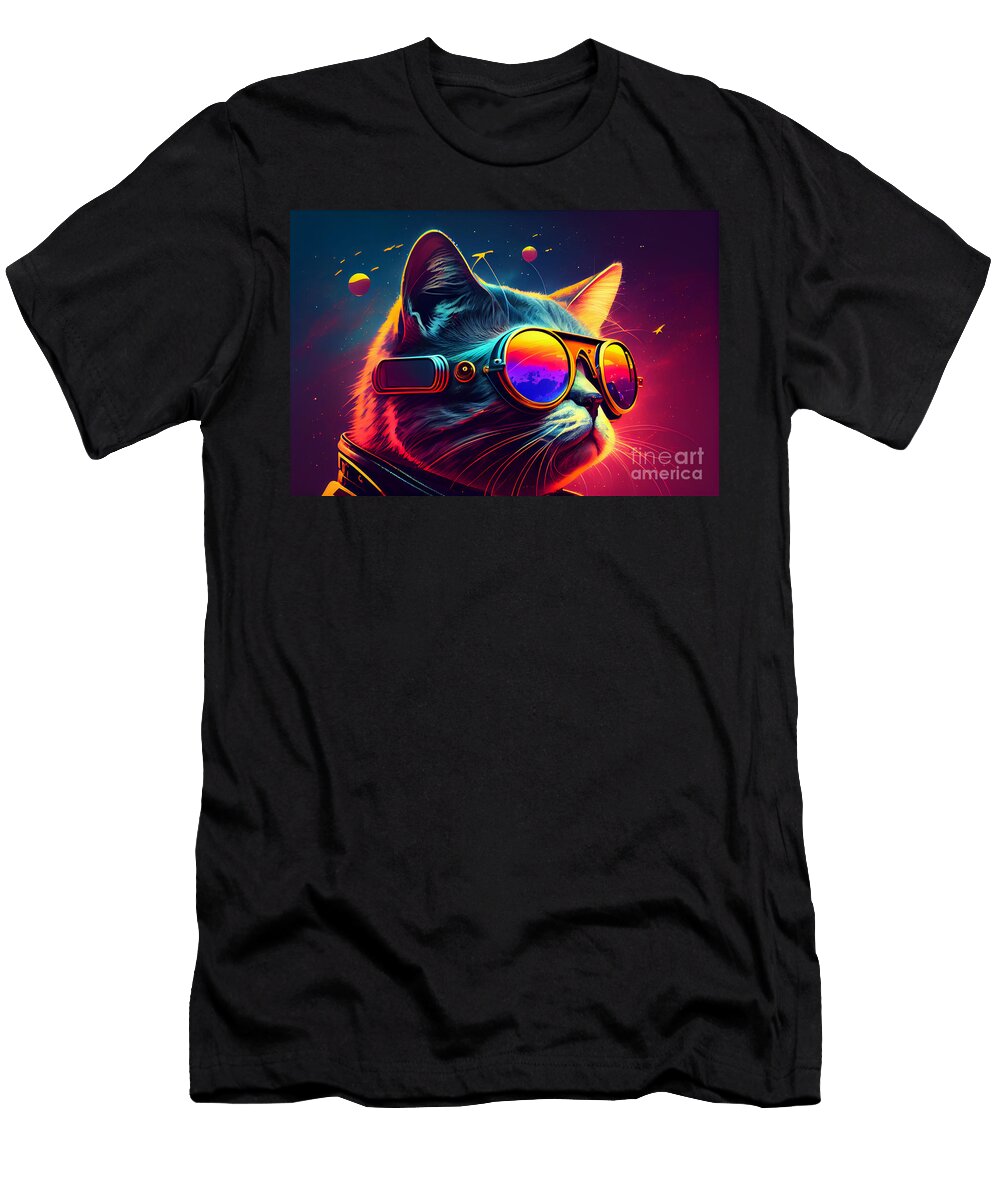 Cat Wearing Sunglasses Vr Videogame Experience in 80s Synth Wave and Retro Vaporwave Futuristic Aesthetics Beautiful Things T-Shirt