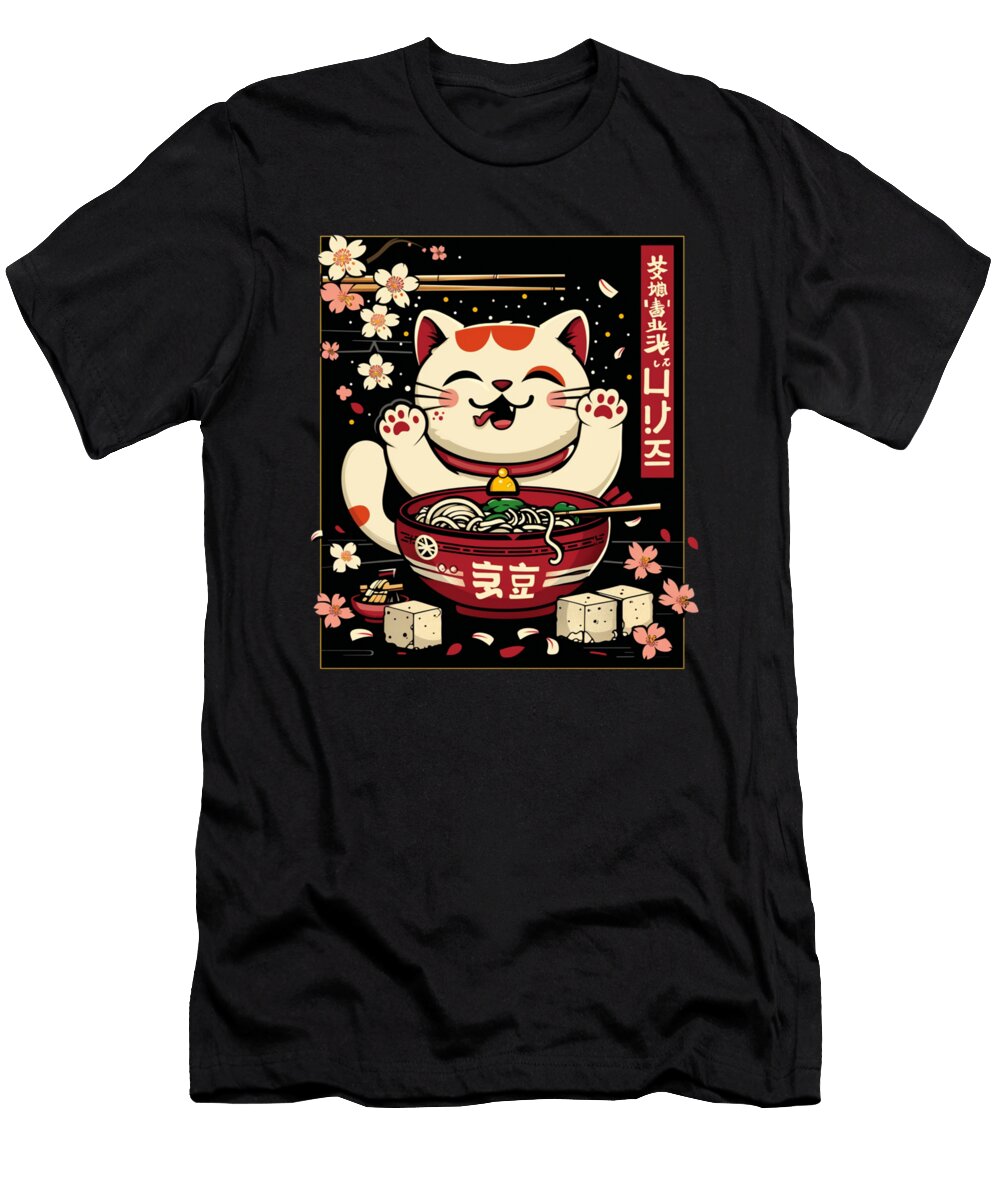 Cats and Ramen Noodles Doris Santiago Art T-Shirt