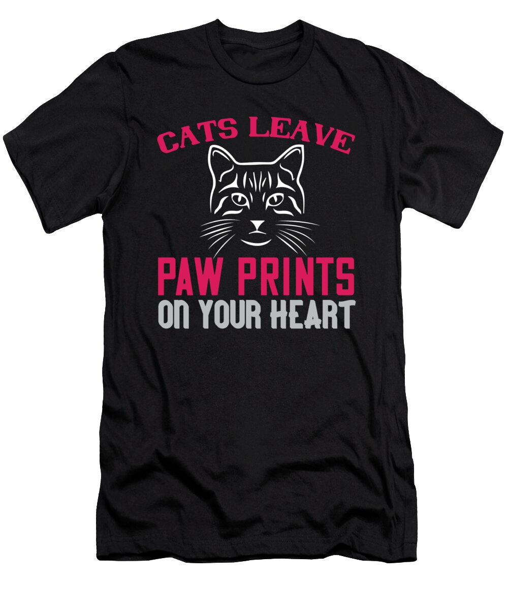 Cats Leave Paw Prints on Your Heart Jacob Zelazny T-Shirt