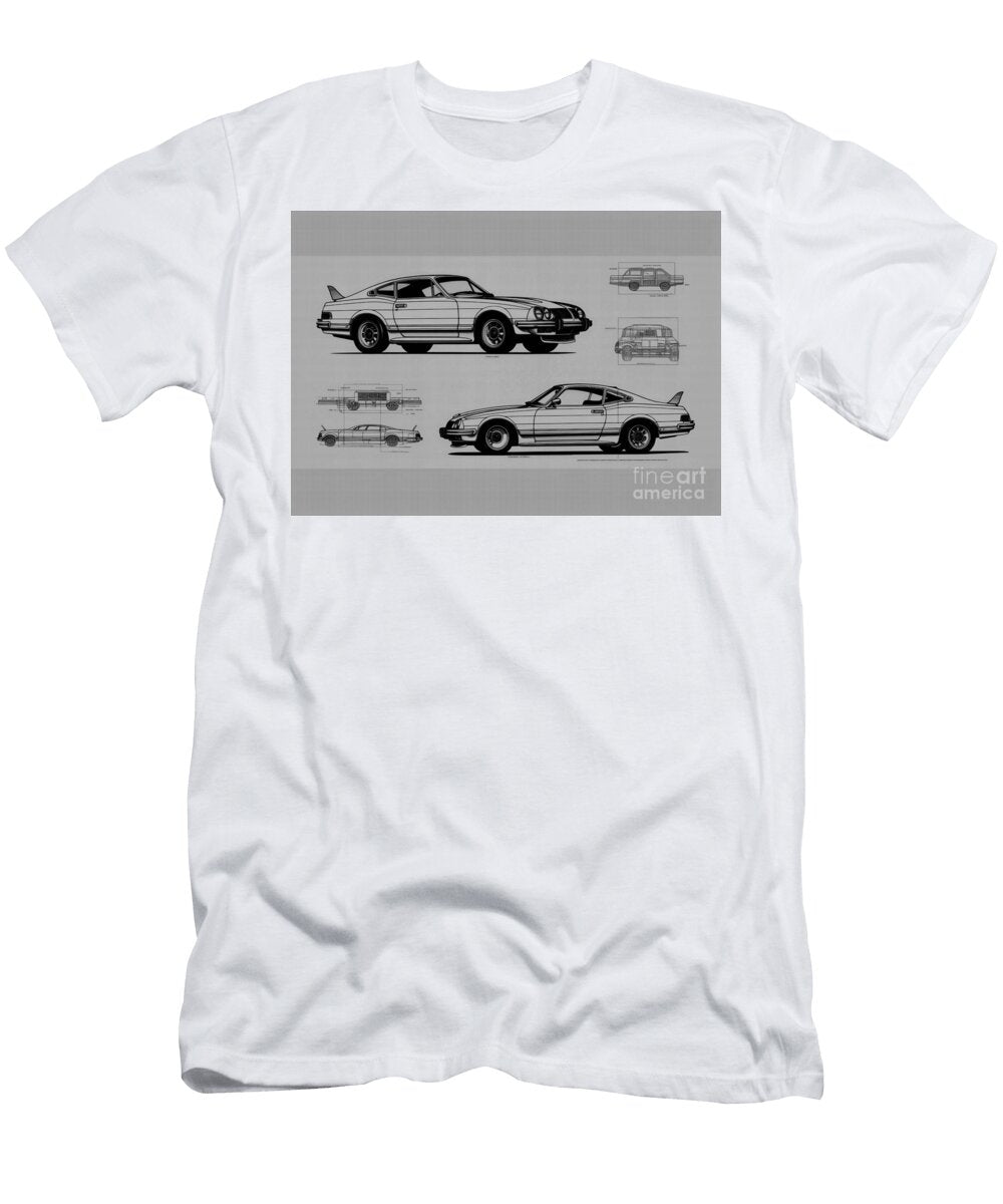 Celica Supra Car Minimal Vehicle Geometric Pencil Monochrome Sketch Toyota Auto Clint Mclaughlin T-Shirt