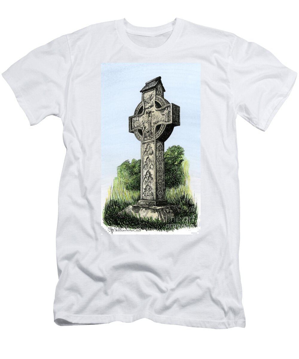 Celtic Cross in Rostrevor Northern Ireland 19th Century Colour Engraving American School T-Shirt