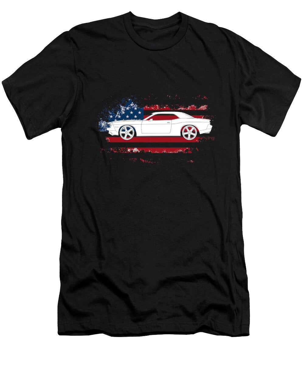 Challenger Over USA Flag 20 Alberto Waizel T-Shirt