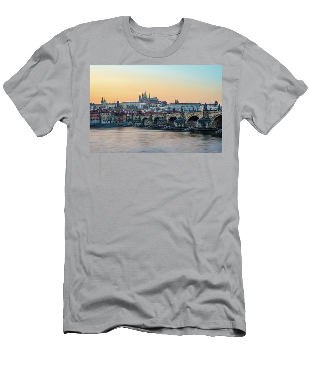 Charles Bridge and the Prague Castle Panorama During the Golden Tomas Zavadil T-Shirt