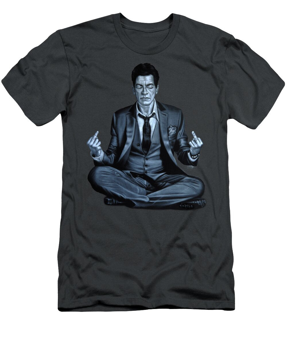 Charlie Sheen Meditating Oil on Velvet By Jorge Torrones Version 2 Jorge Terrones T-Shirt