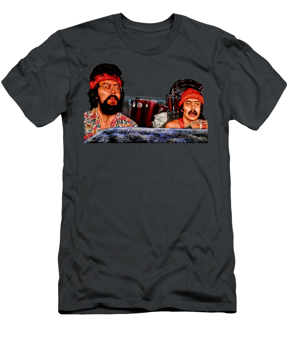 Cheech Chongs Up in Smoke Oil on Velvet By Jorge Torrones Version 2 Jorge Terrones T-Shirt