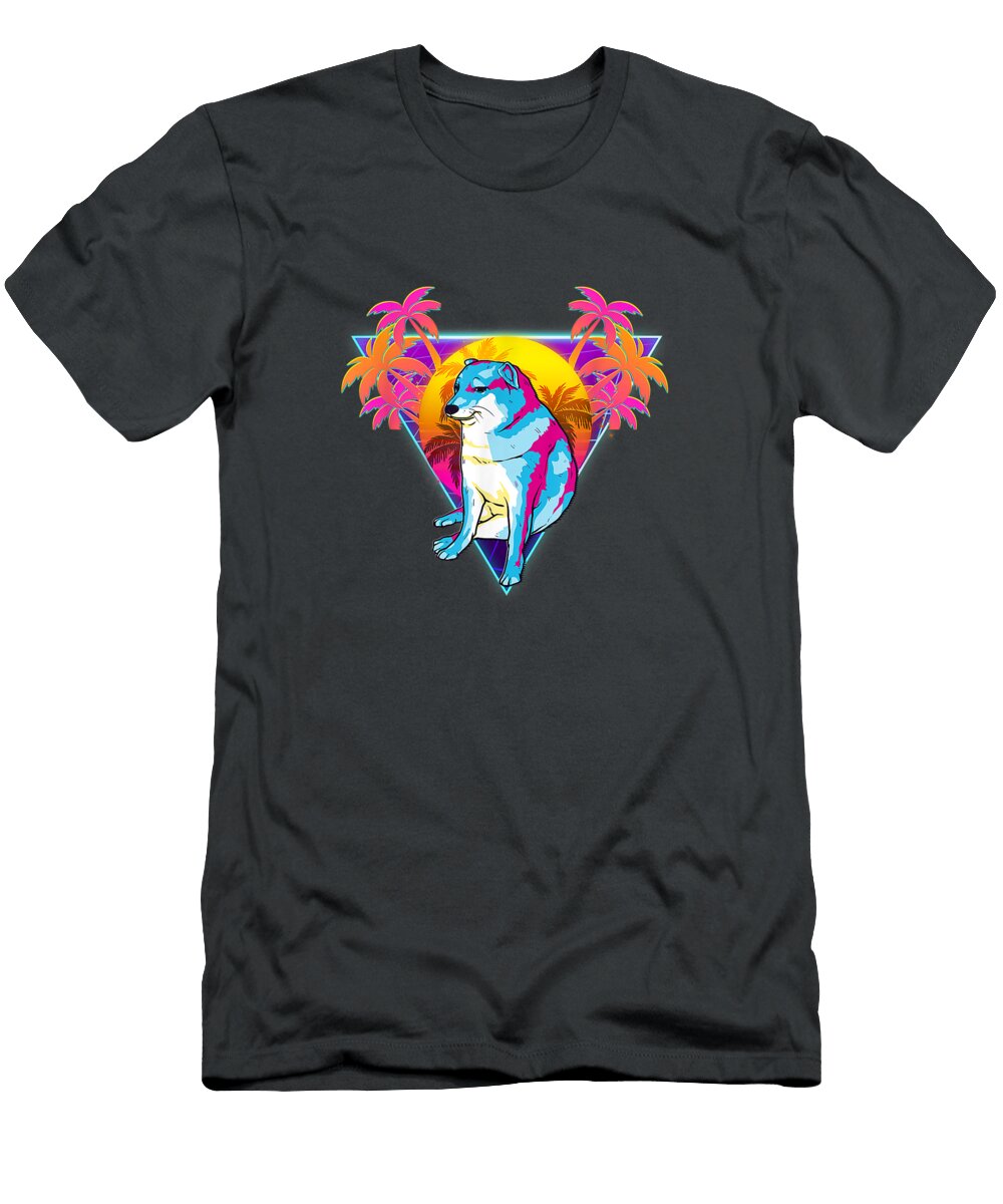 Cheems Dog Funnyhiba Inu Dank Meme 80s Retro Vaporwave Jimmie Aymen T-Shirt