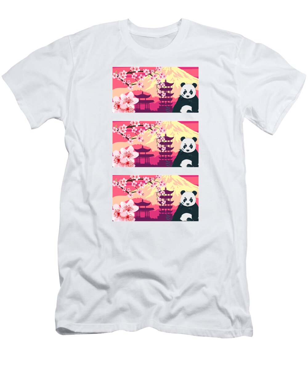 Cherry Blossom Womens Panda Sakura Kawaii Cherry Blossom Festival Japanese Character Art Pink Flower Gift Sifou Store T-Shirt