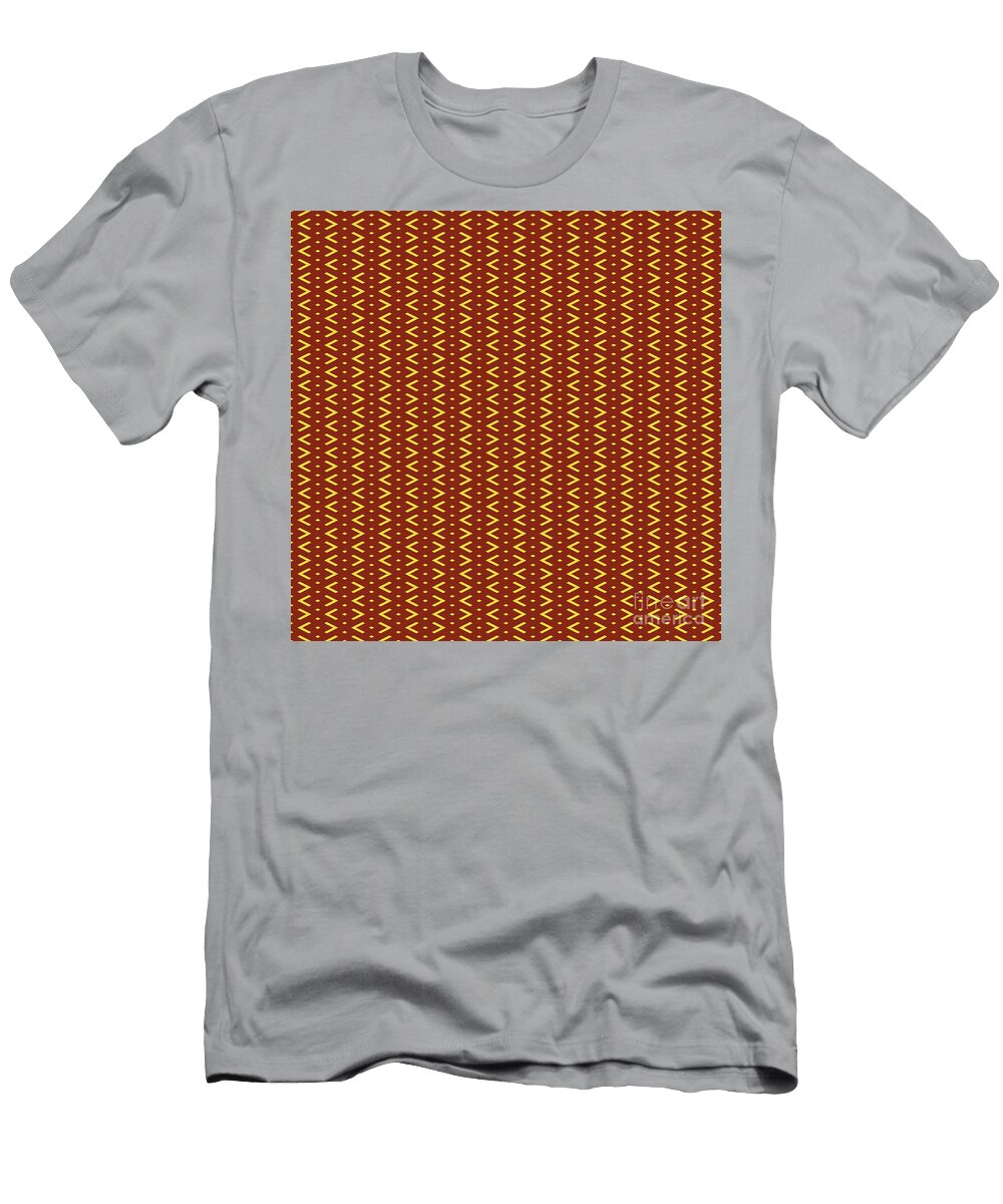 Chevron Diamond Dot Stripe Pattern in Golden Yellow and Chestnut Brown N2172 Holy Rock Design T-Shirt