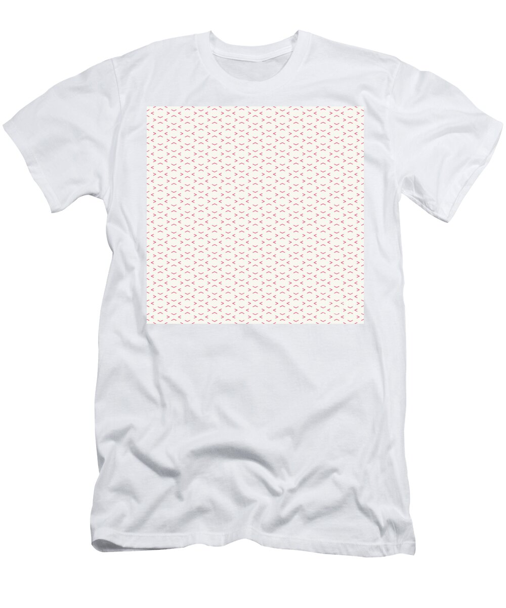 Chevron Diamond Pattern in Eggshell White and Ruby Pink N2402 Holy Rock Design T-Shirt