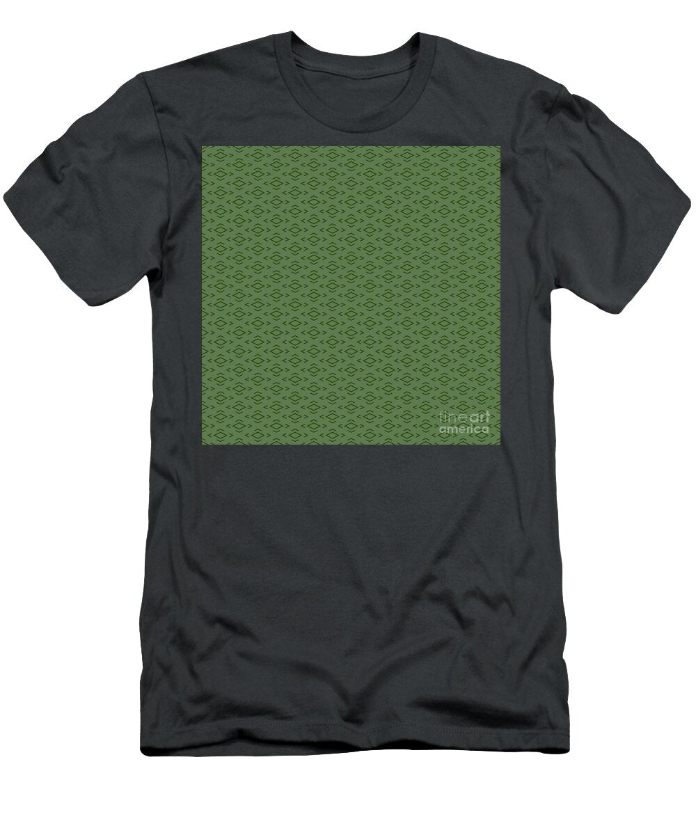 Chevron Diamond with Center Inset in Cactus and Dark Olive Green N2119 Holy Rock Design T-Shirt