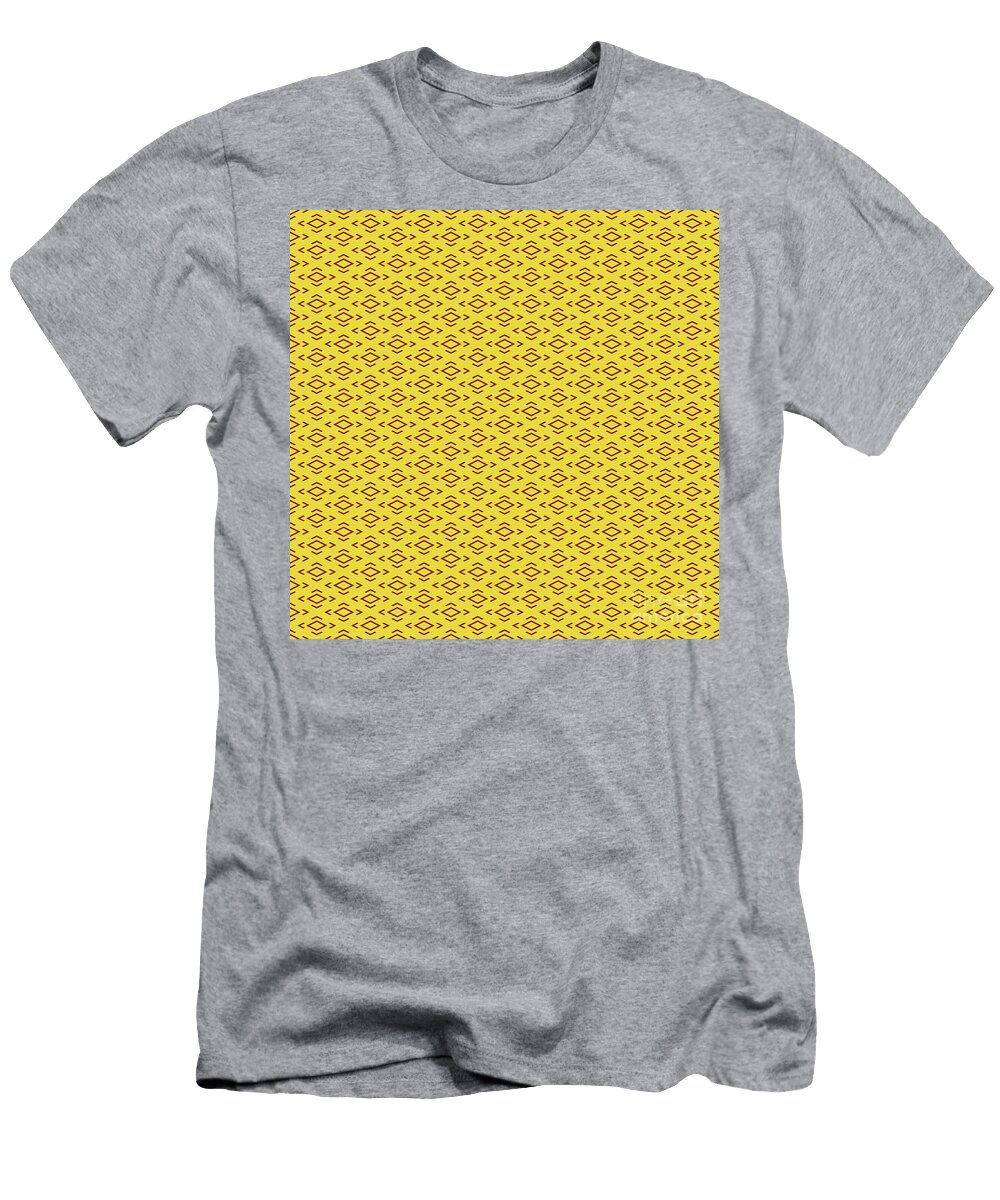 Chevron Diamond with Center Inset in Golden Yellow and Chestnut Brown N2615 Holy Rock Design T-Shirt