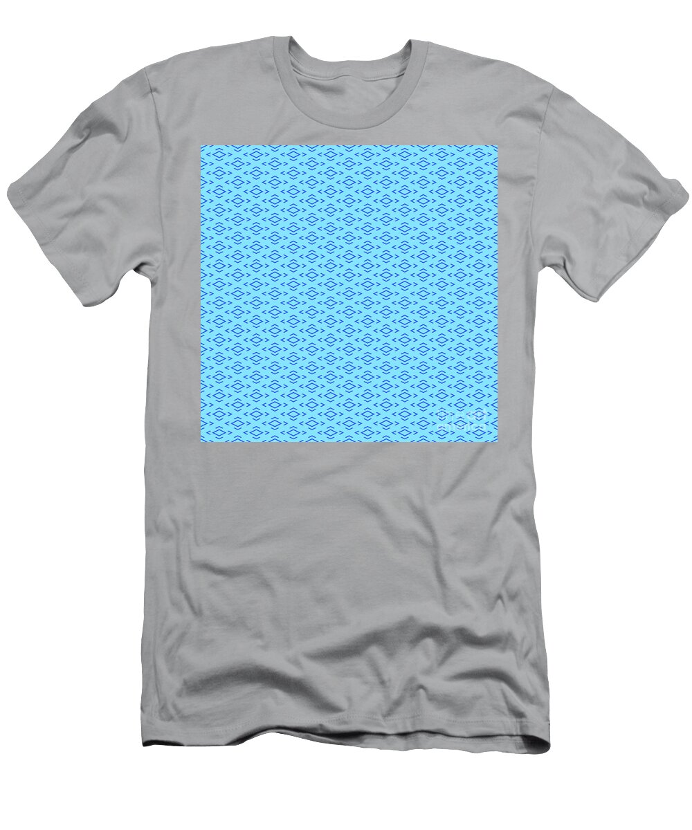 Chevron Diamond with Center Inset Pattern in Day Sky and Azul Blue N1939 Holy Rock Design T-Shirt