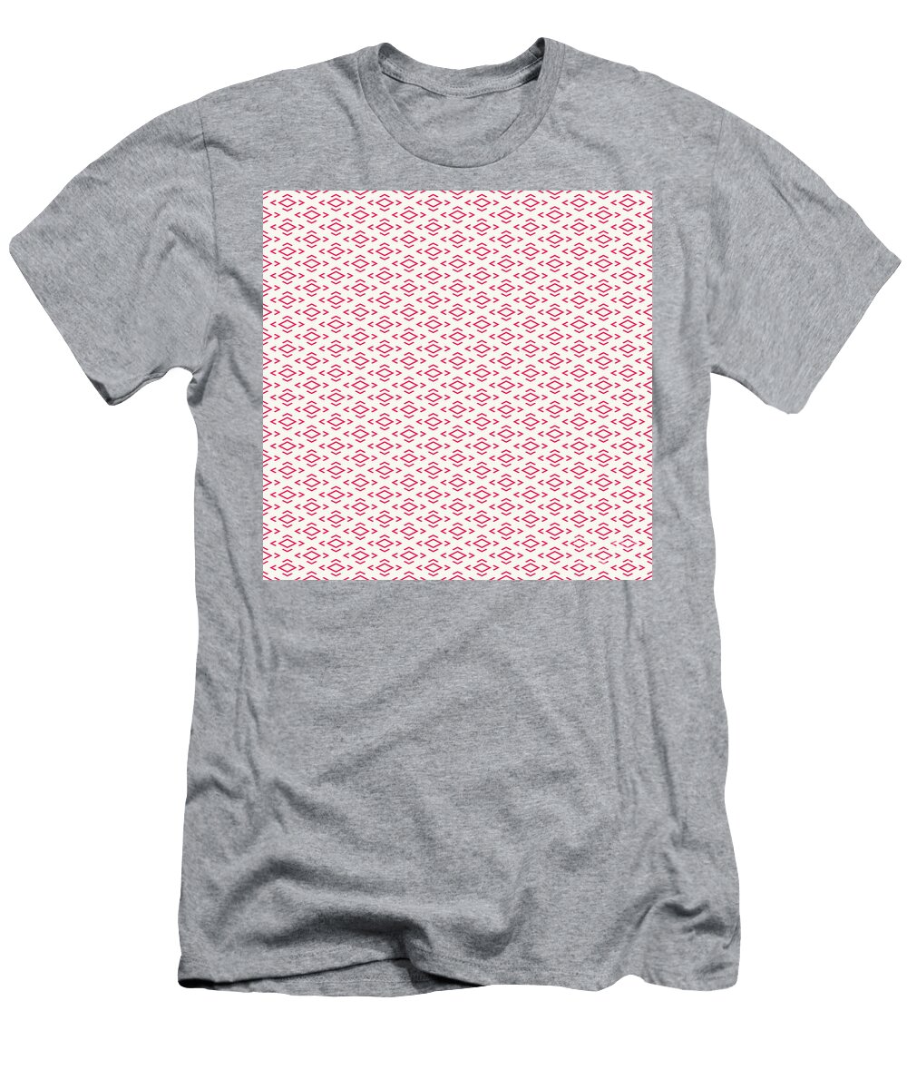Chevron Diamond with Center Inset Pattern in Eggshell White and Ruby Pink N2351 Holy Rock Design T-Shirt