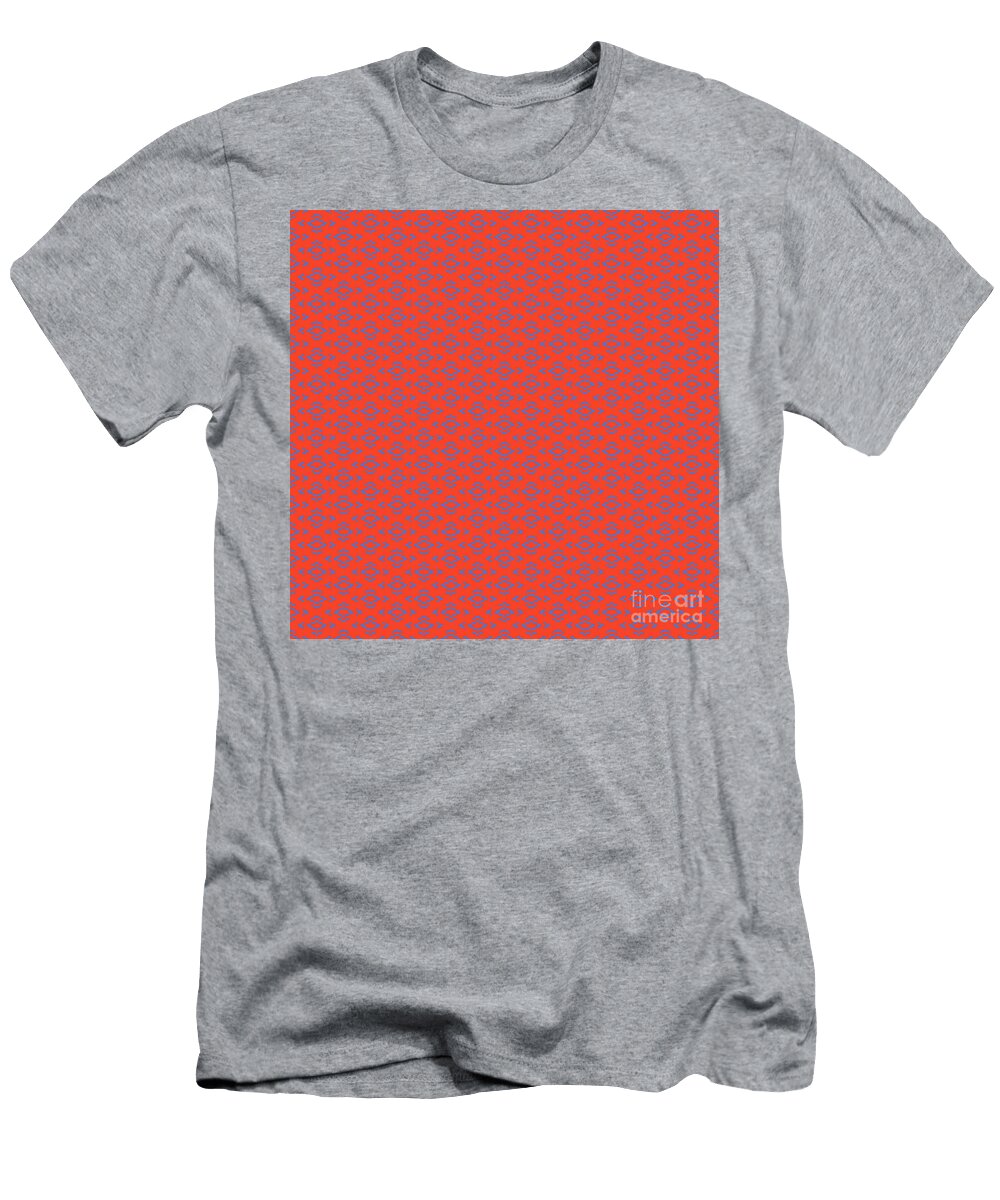 Chevron Diamond with Center Inset Pattern in Red Orange and True Blue N3183 Holy Rock Design T-Shirt