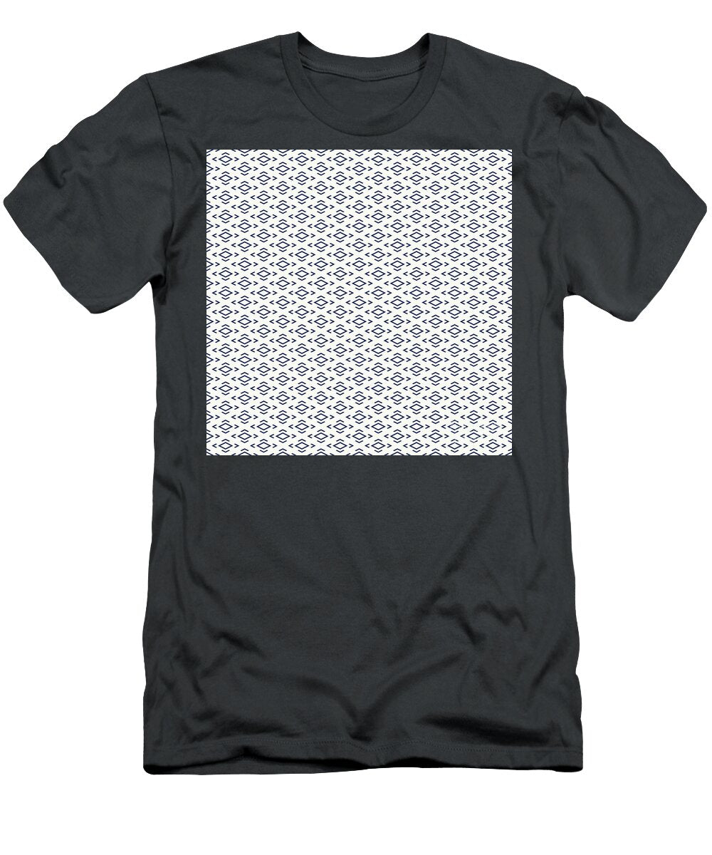 Chevron Diamond with Center Inset Pattern in Soft White and Navy Blue N2675 Holy Rock Design T-Shirt