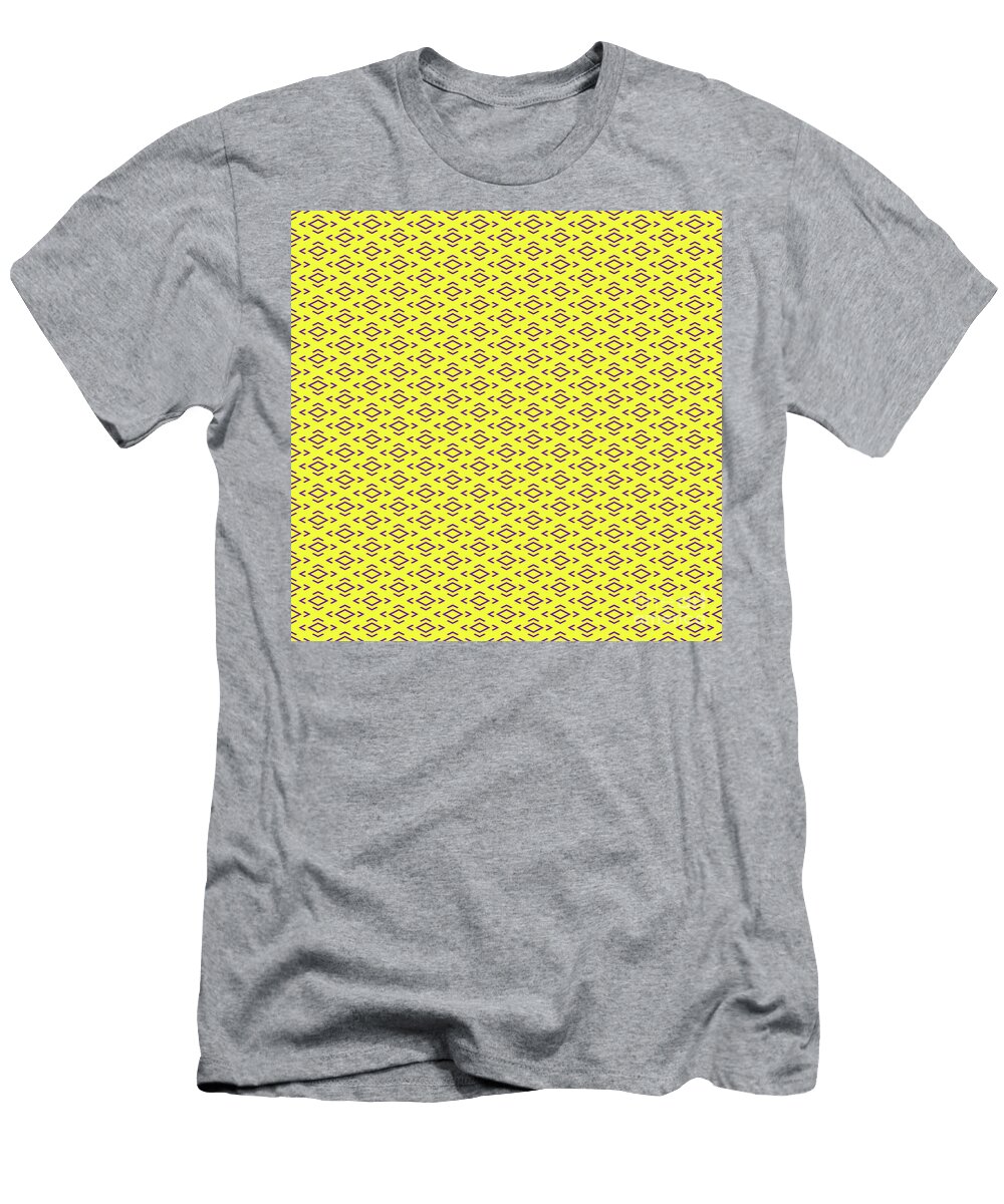 Chevron Diamond with Center Inset Pattern in Sunny Yellow and Iris Purple N2192 Holy Rock Design T-Shirt