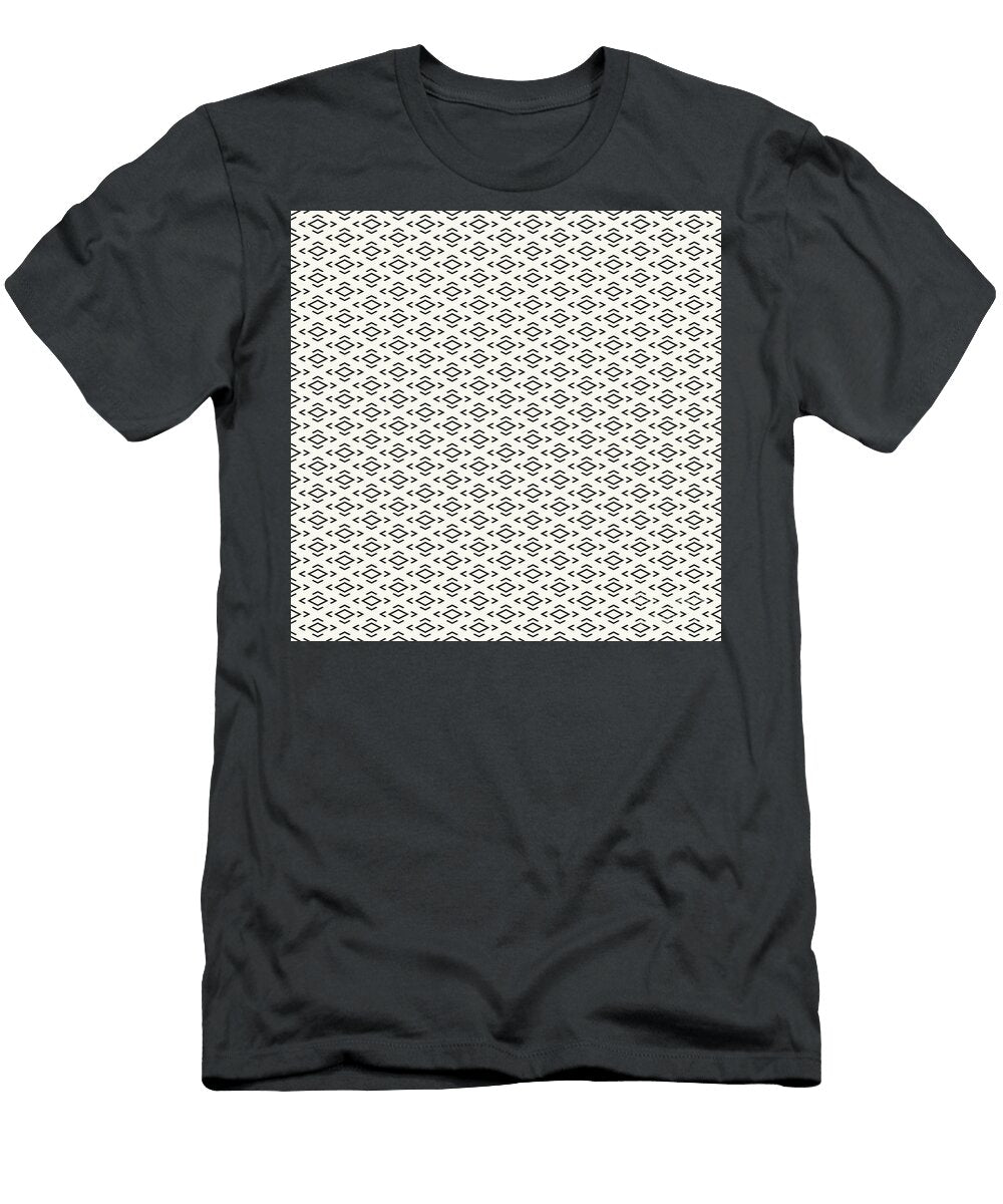 Chevron Diamond with Inset Pattern in Bone White and Wrought Iron Black N2553 Holy Rock Design T-Shirt