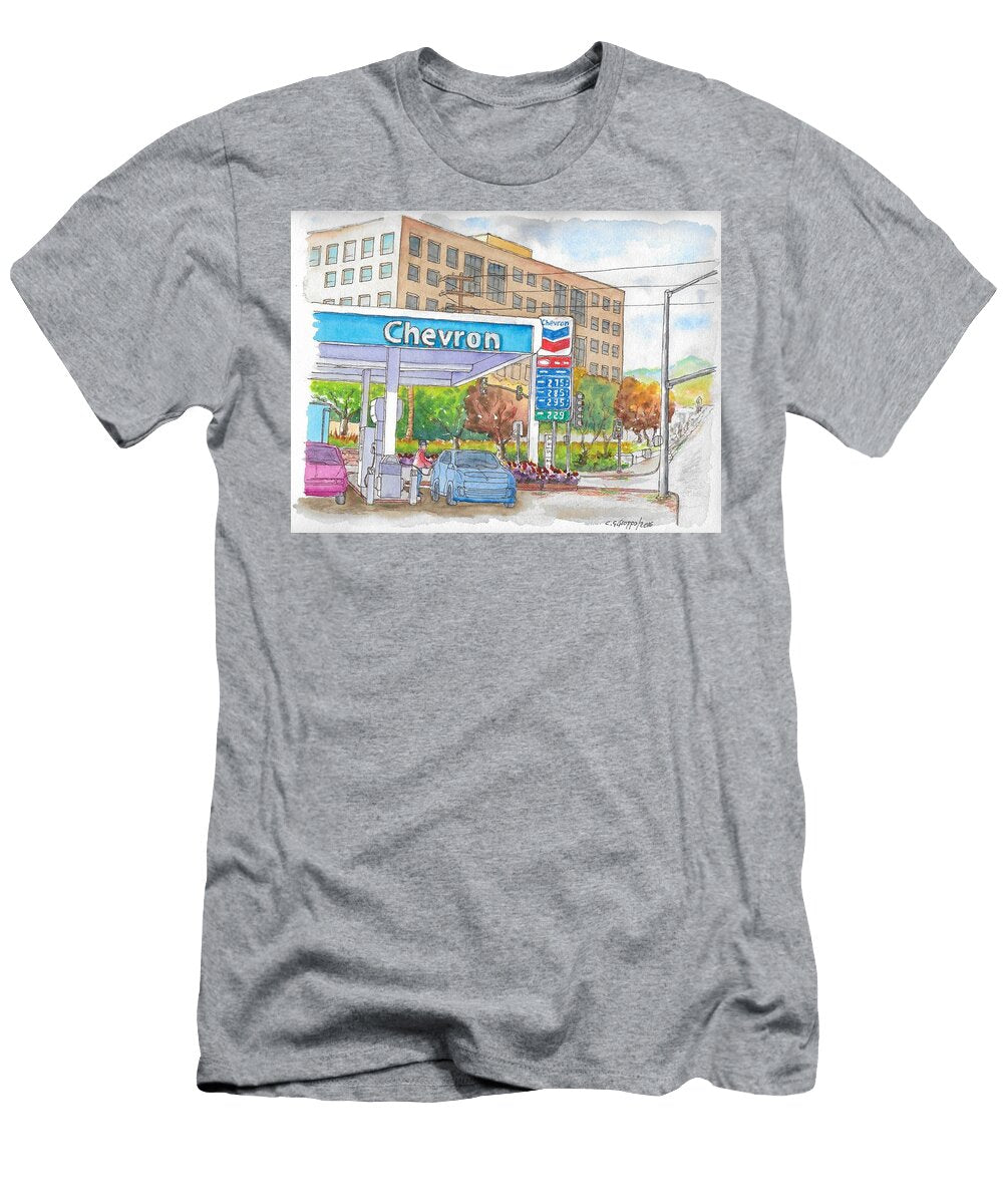 Chevron Gasoline Station in Olive and Buena Vista Burbank California Carlos G Groppa T-Shirt