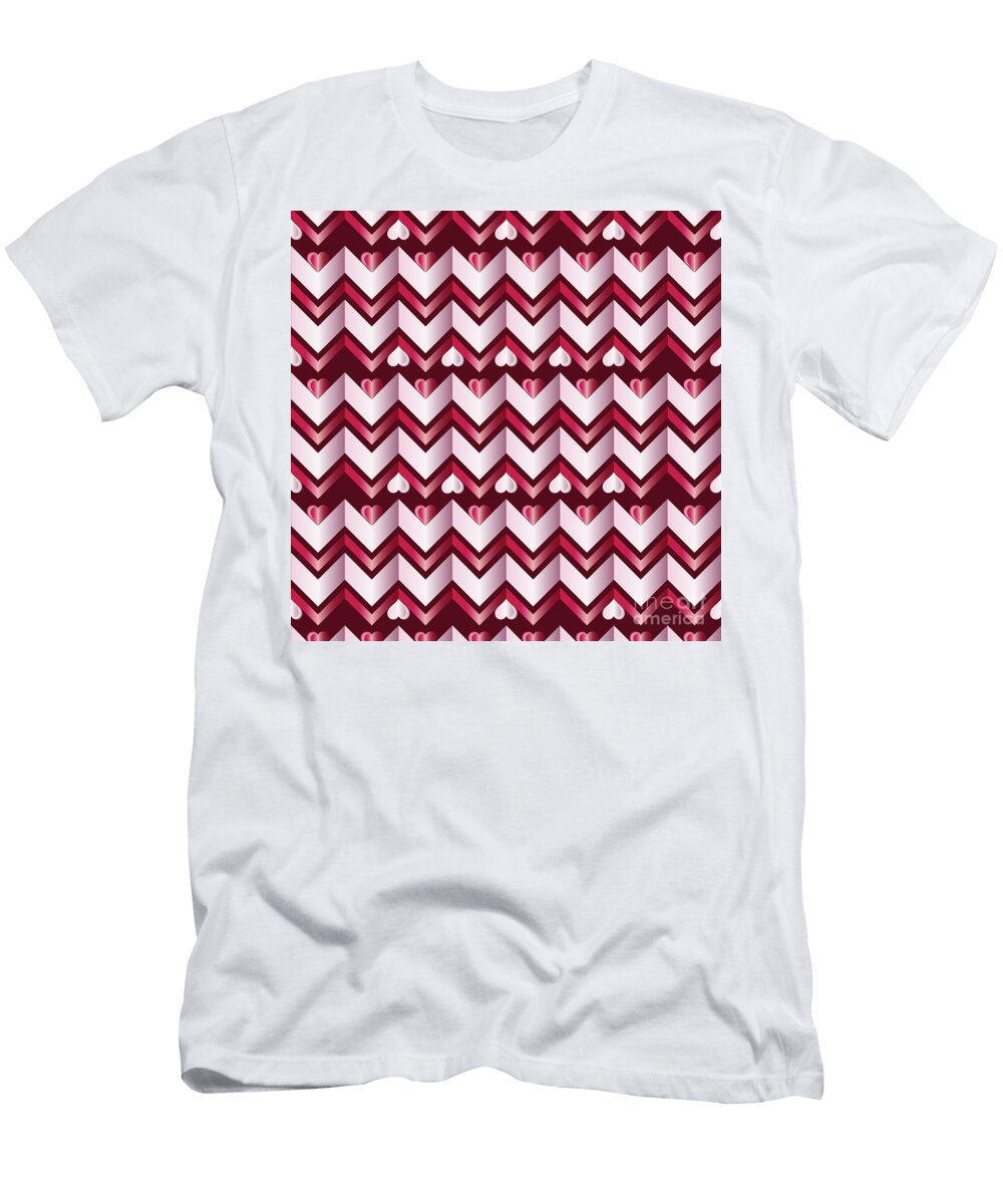 Chevron Hearts Metallic Ruby Red Pink Zigzag Beverly Claire Kaiya T-Shirt