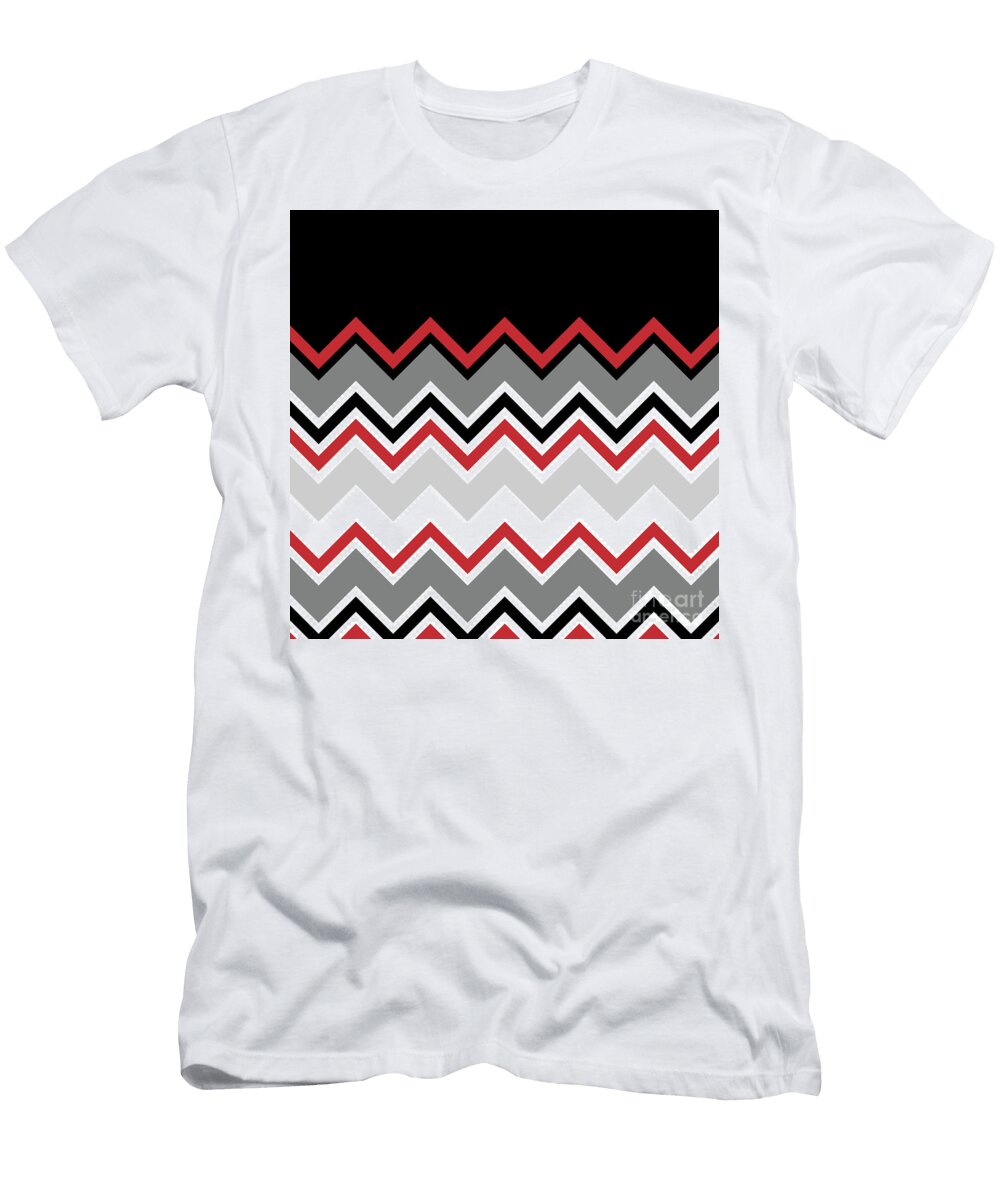Chevron Red Grey Black White Zigzag Pattern Beverly Claire Kaiya T-Shirt