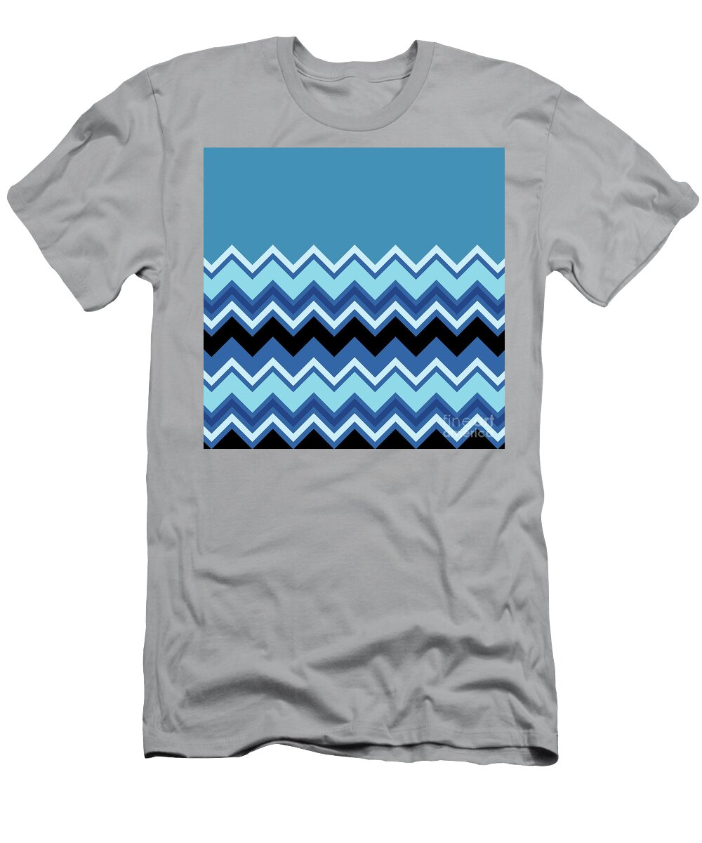 Chevron Summer Cobalt Sapphire Blue Black Zigzag Pattern Beverly Claire Kaiya T-Shirt
