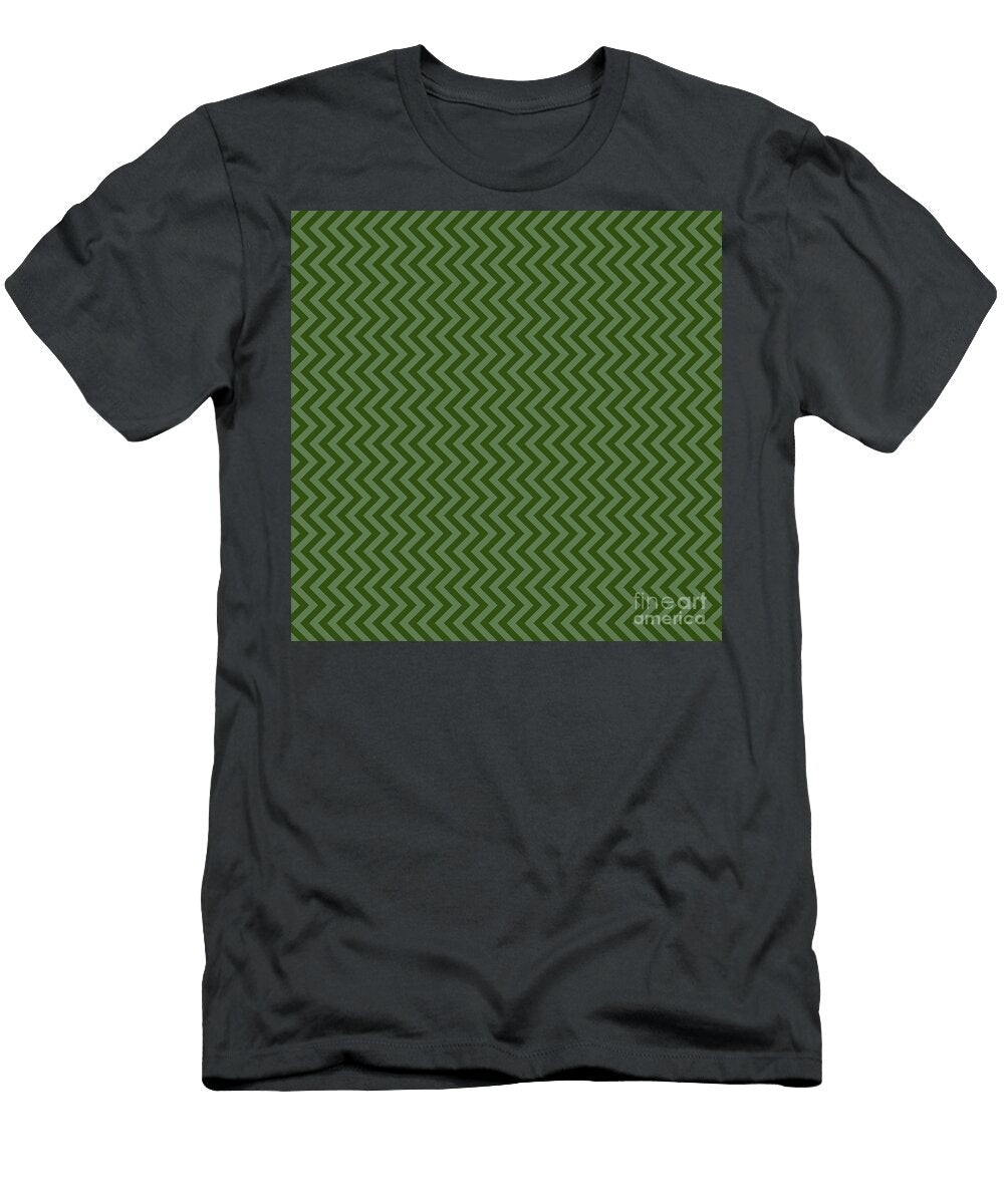 Chevron Zigzag Pattern in Cactus and Dark Olive Green N0140 Holy Rock Design T-Shirt