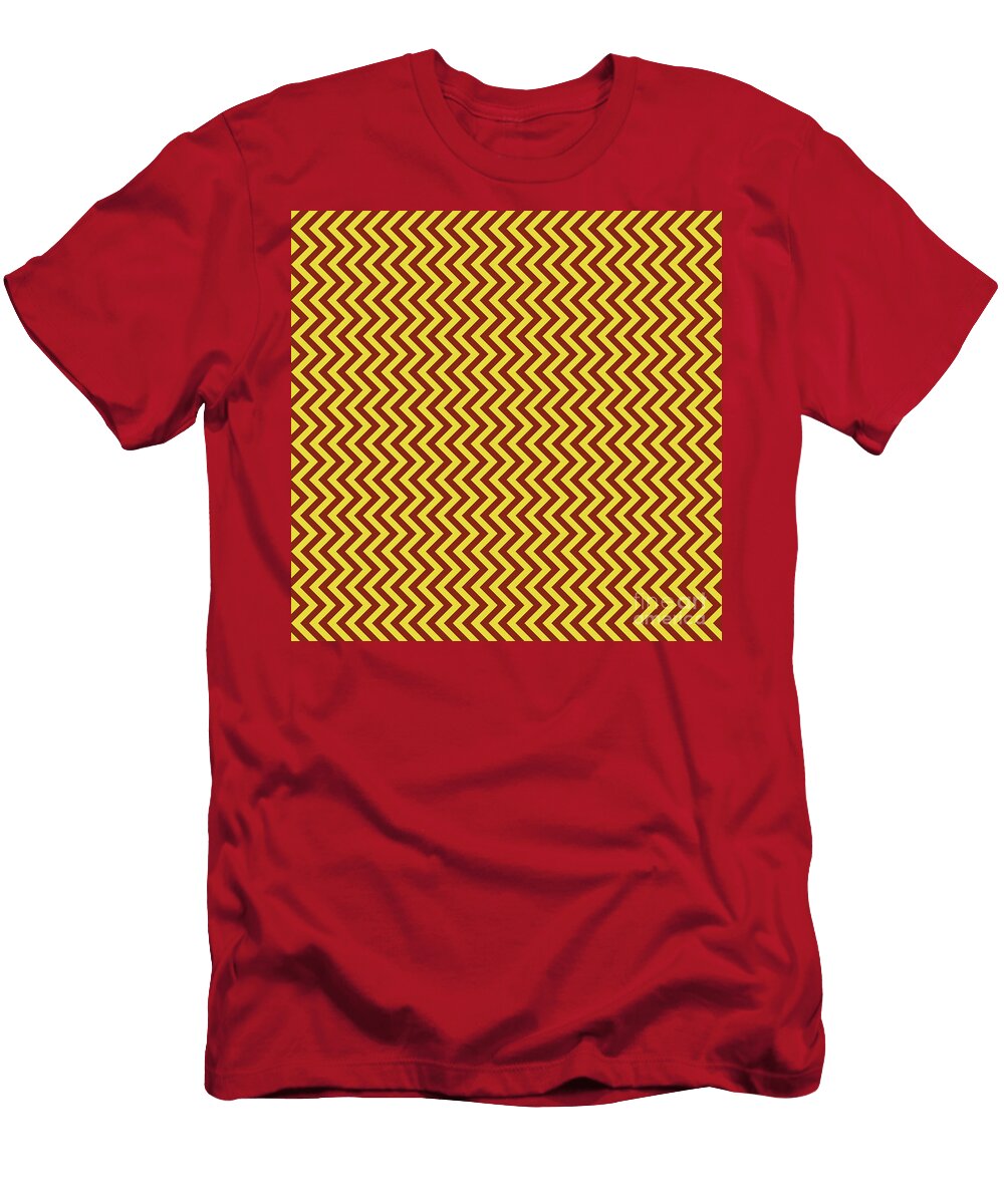 Chevron Zigzag Pattern in Golden Yellow and Chestnut Brown N1071 Holy Rock Design T-Shirt