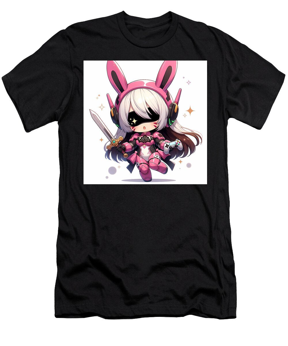 Chibi 2b in Pink Meka Armor Tricky Woo T-Shirt