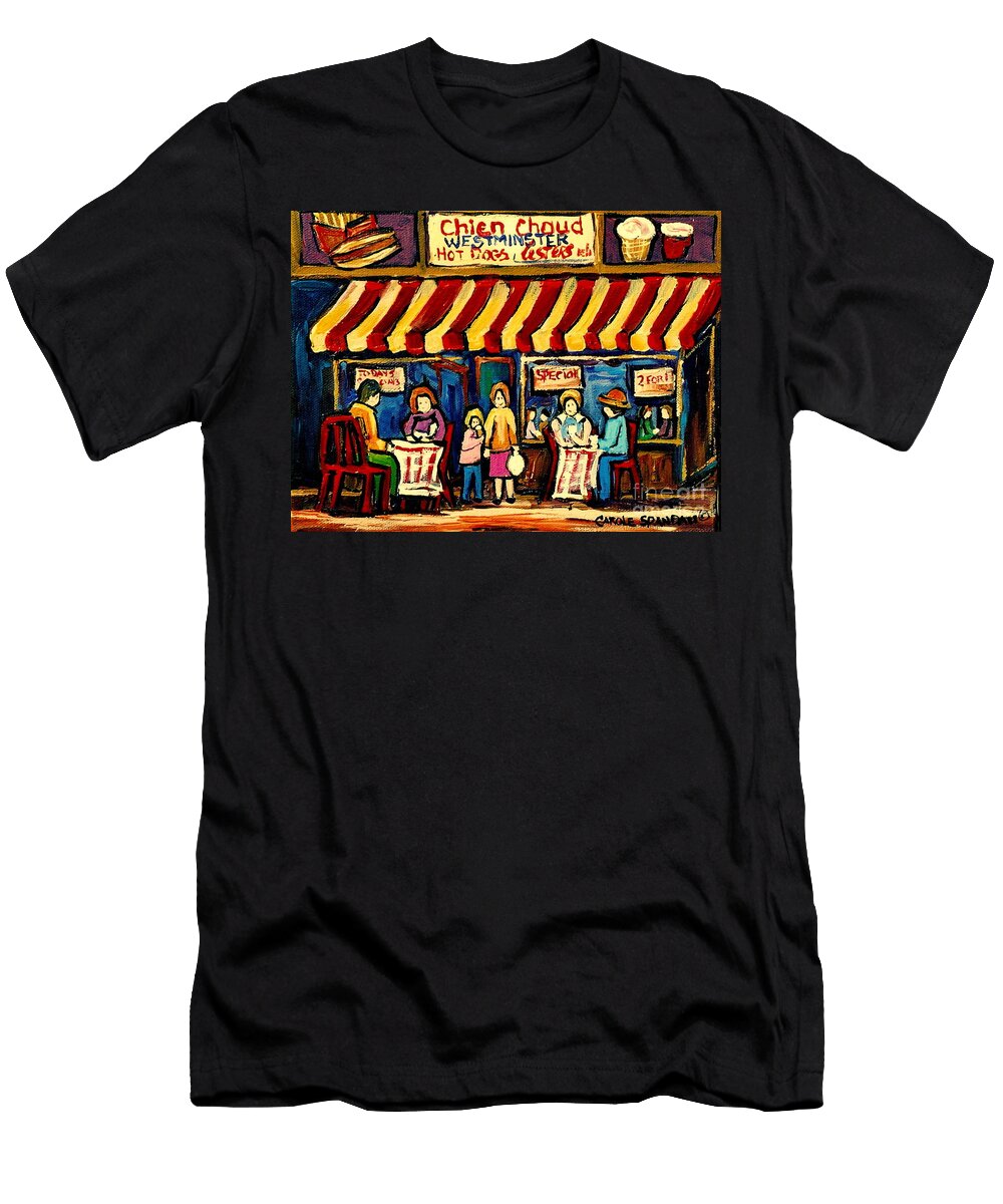Chien Chaud Hot Dog Westminster Montreal City Scenes Carole Spandau T-Shirt