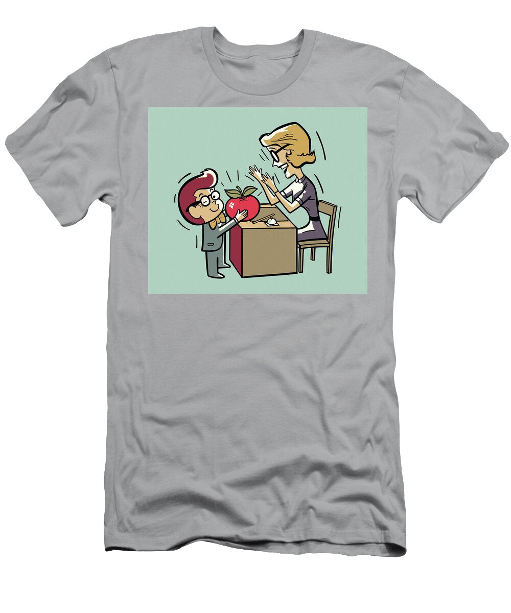 Child Giving an Apple to a Teacher Csa Images T-Shirt