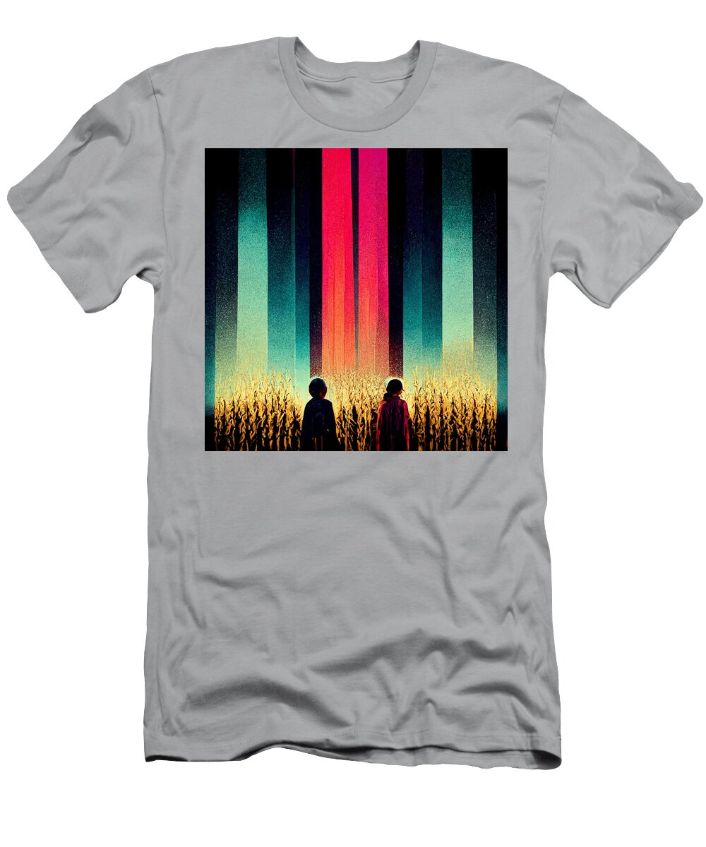 Children of the Corn Surrounded By Synthwaves Bold Col 9fcc0ae3 F533 41ed A83e Bf7b9b60 Motionage Designs T-Shirt