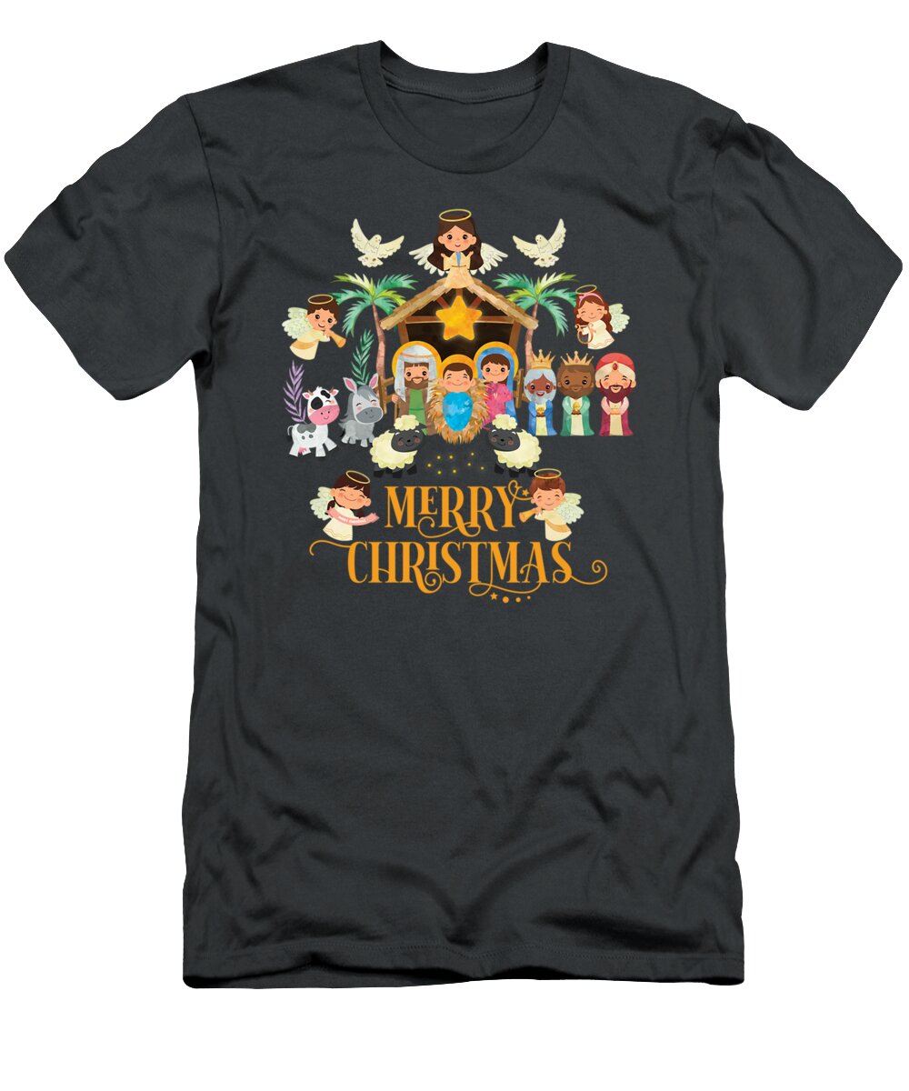 Christmas Nativity True Story Nativity Scene Demic Mario T-Shirt