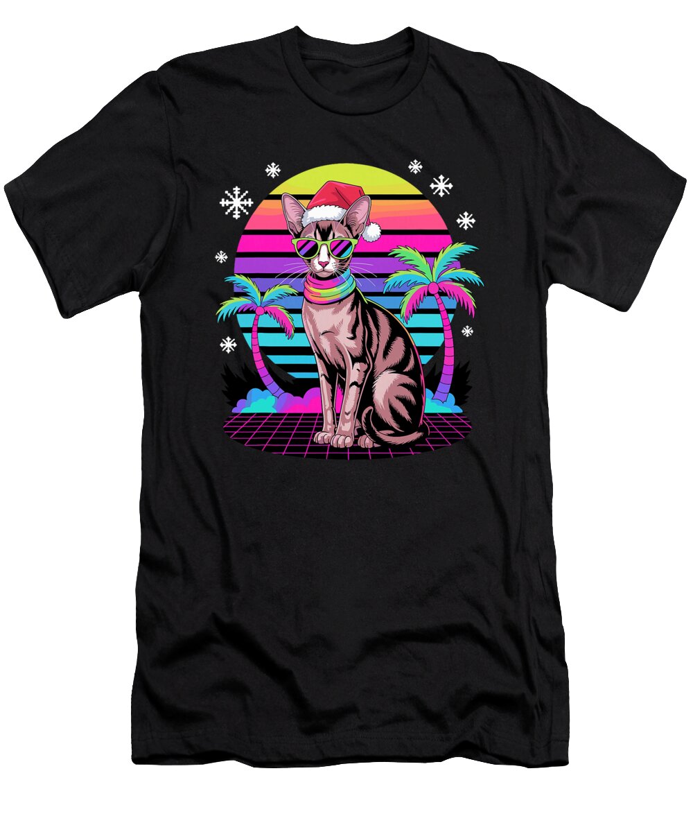 Christmas Synthwave Oriental Shorthair Sophie Eleanor T-Shirt