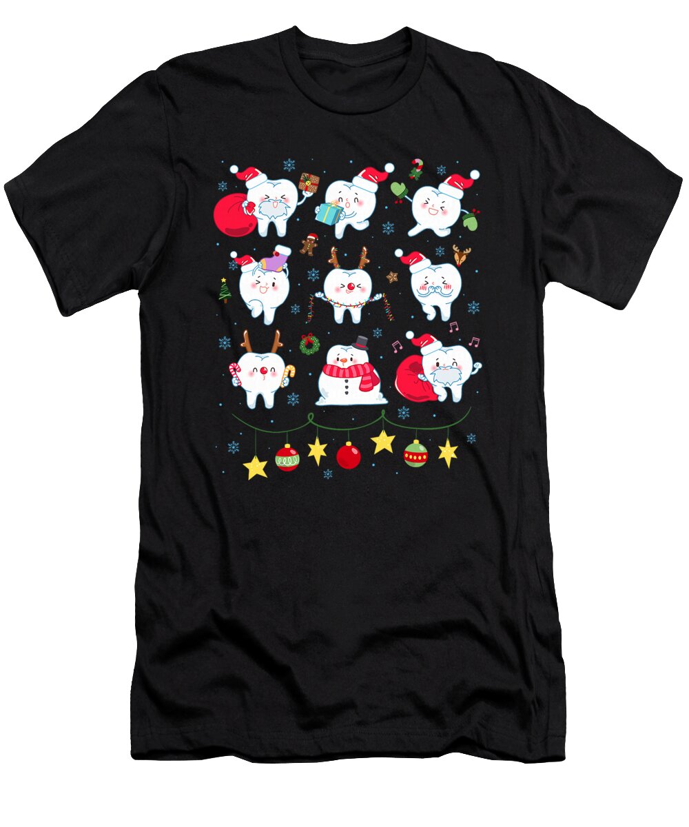 Christmas Teeth Santa Dental Cute Xmas Dentist Natalie Lidford T-Shirt