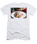 Christmas Tree Shaped Waffles with Whipped Cream on White Plate Talha Khan T-Shirt