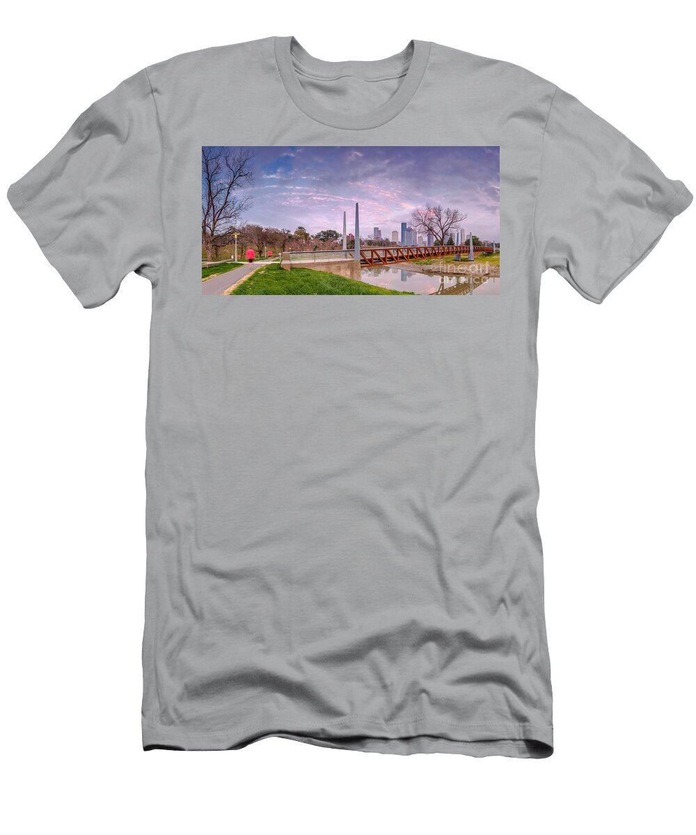City of Houston Skyline Panorama From Buffalo Bayou Park Silvio Ligutti T-Shirt