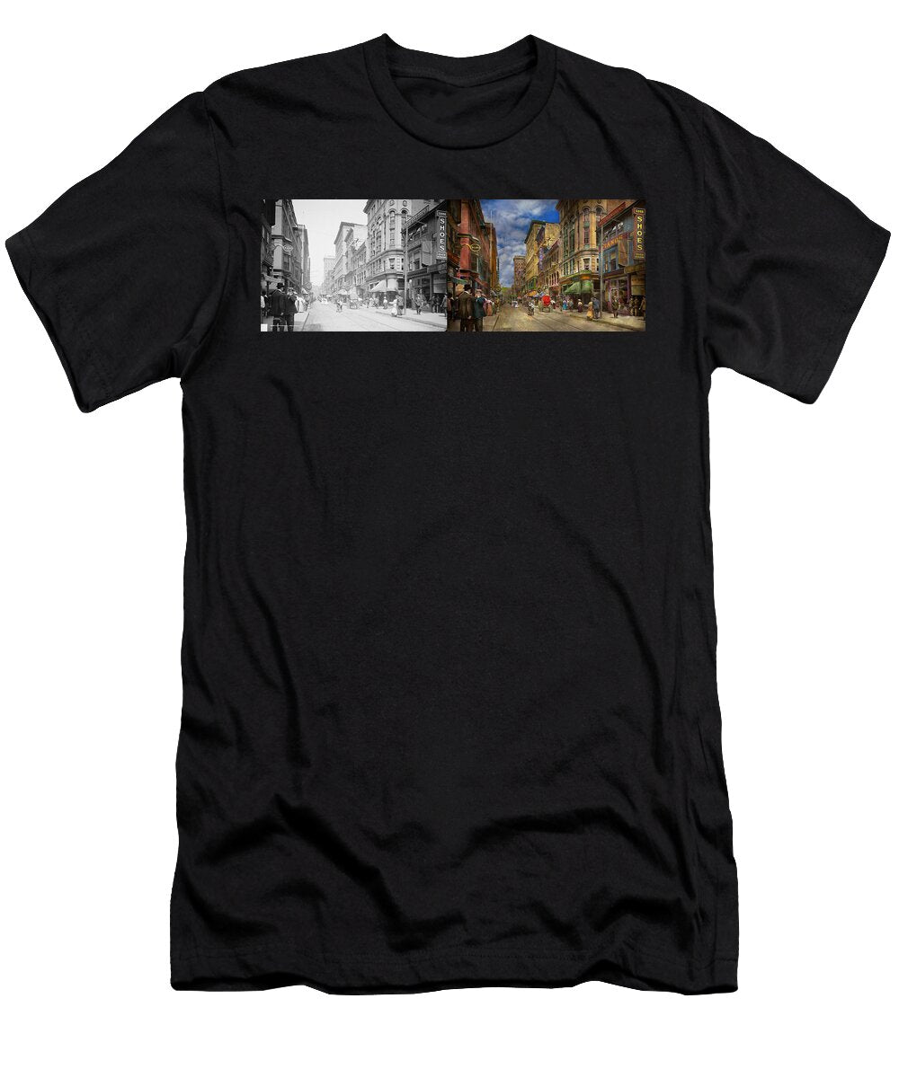 City Providence Ri Living in the City 1906 Side By Side Mike Savad T-Shirt