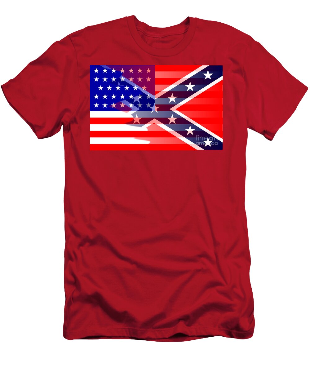 Civil War Flag Blend Bigalbaloo Stock T-Shirt