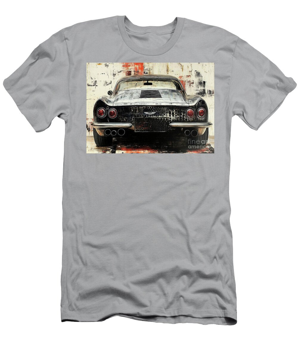 Classic Aston Martin Db6 Car Rear View Vintage Automotive Art Clark Leffler T-Shirt