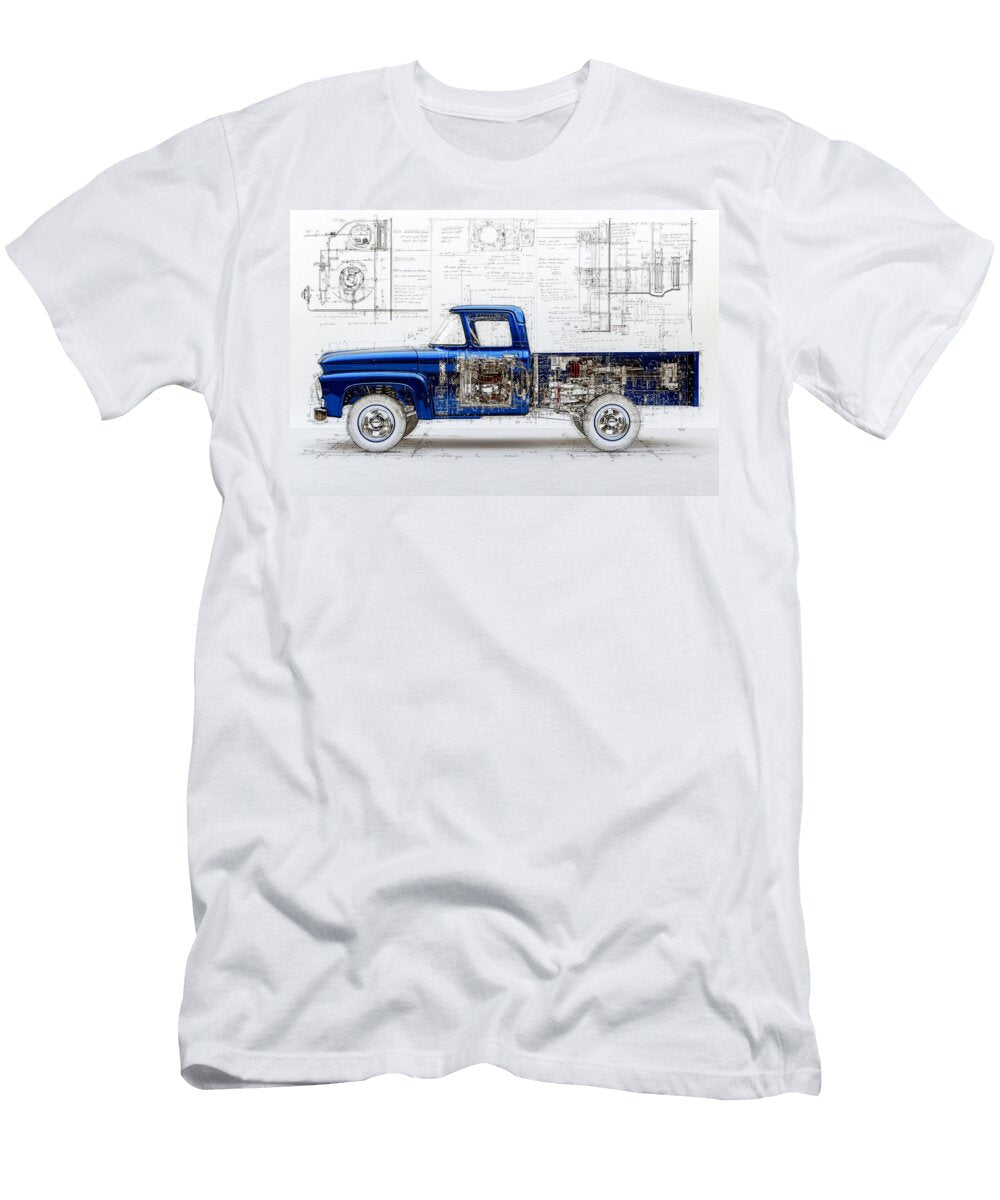 Classic Ford F 100 Technical Drawing Frederick Vellani T-Shirt